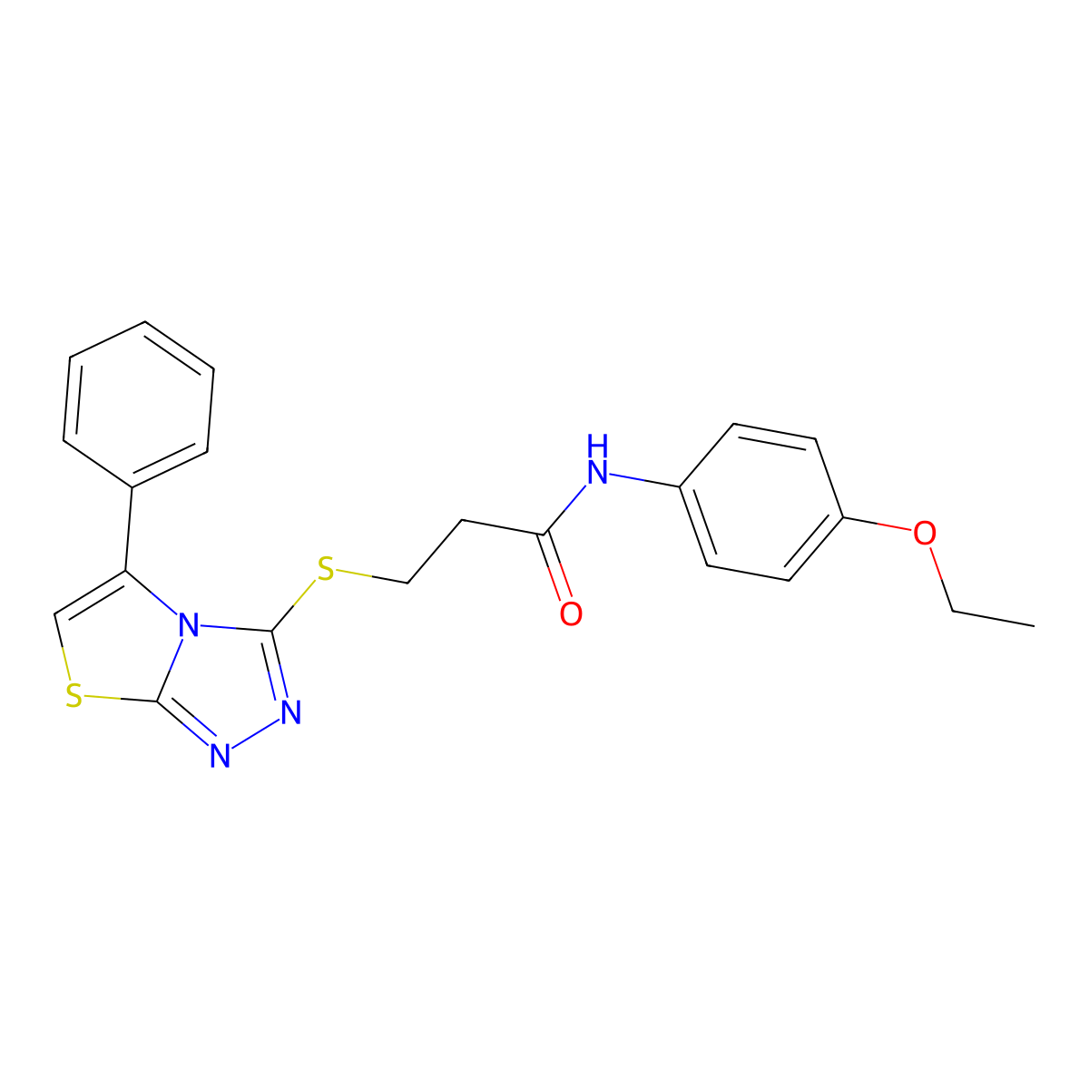N-(4-ethoxyphenyl)-3-((5-phenylthiazolo[2,3-c][1,2,4]triazol-3-yl)thio)propanamide molecular structure, CAS 671199-78-3