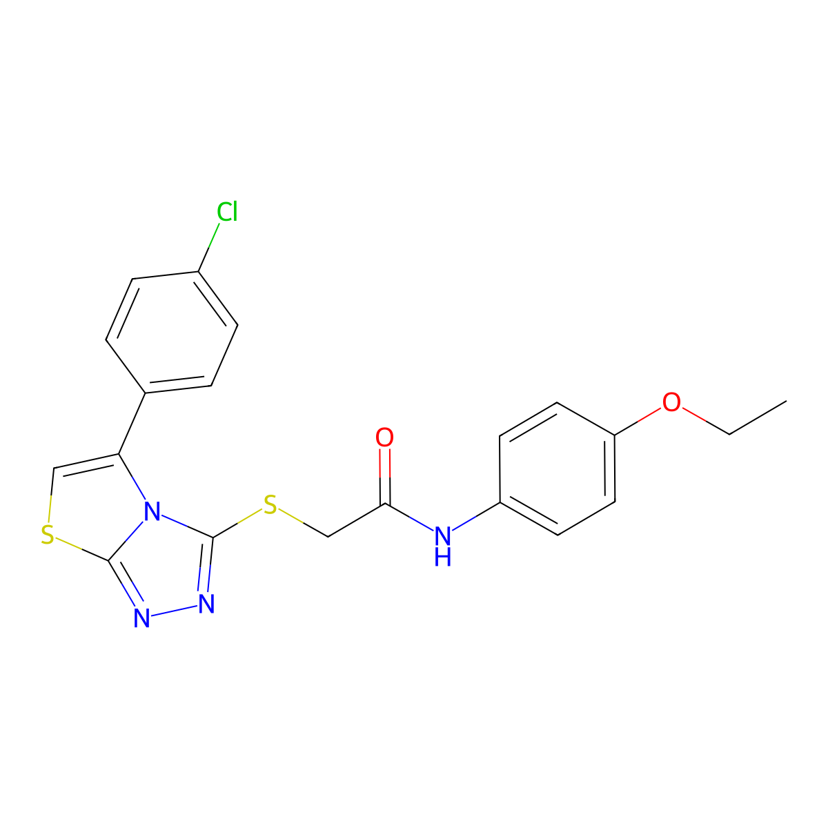 2-((5-(4-chlorophenyl)thiazolo[2,3-c][1,2,4]triazol-3-yl)thio)-N-(4-ethoxyphenyl)acetamide molecular structure, CAS 671199-87-4
