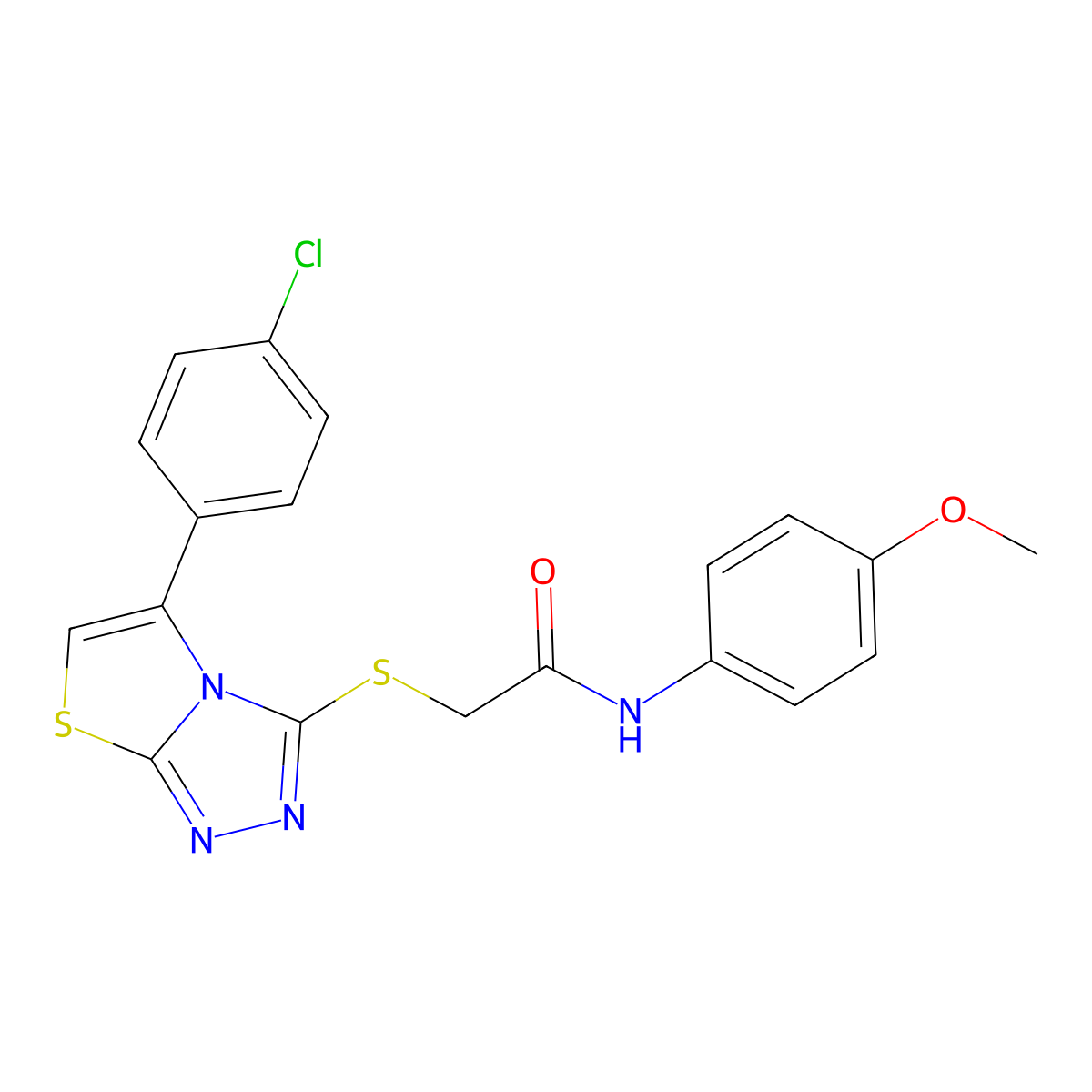 2-((5-(4-chlorophenyl)thiazolo[2,3-c][1,2,4]triazol-3-yl)thio)-N-(4-methoxyphenyl)acetamide molecular structure, CAS 671199-88-5
