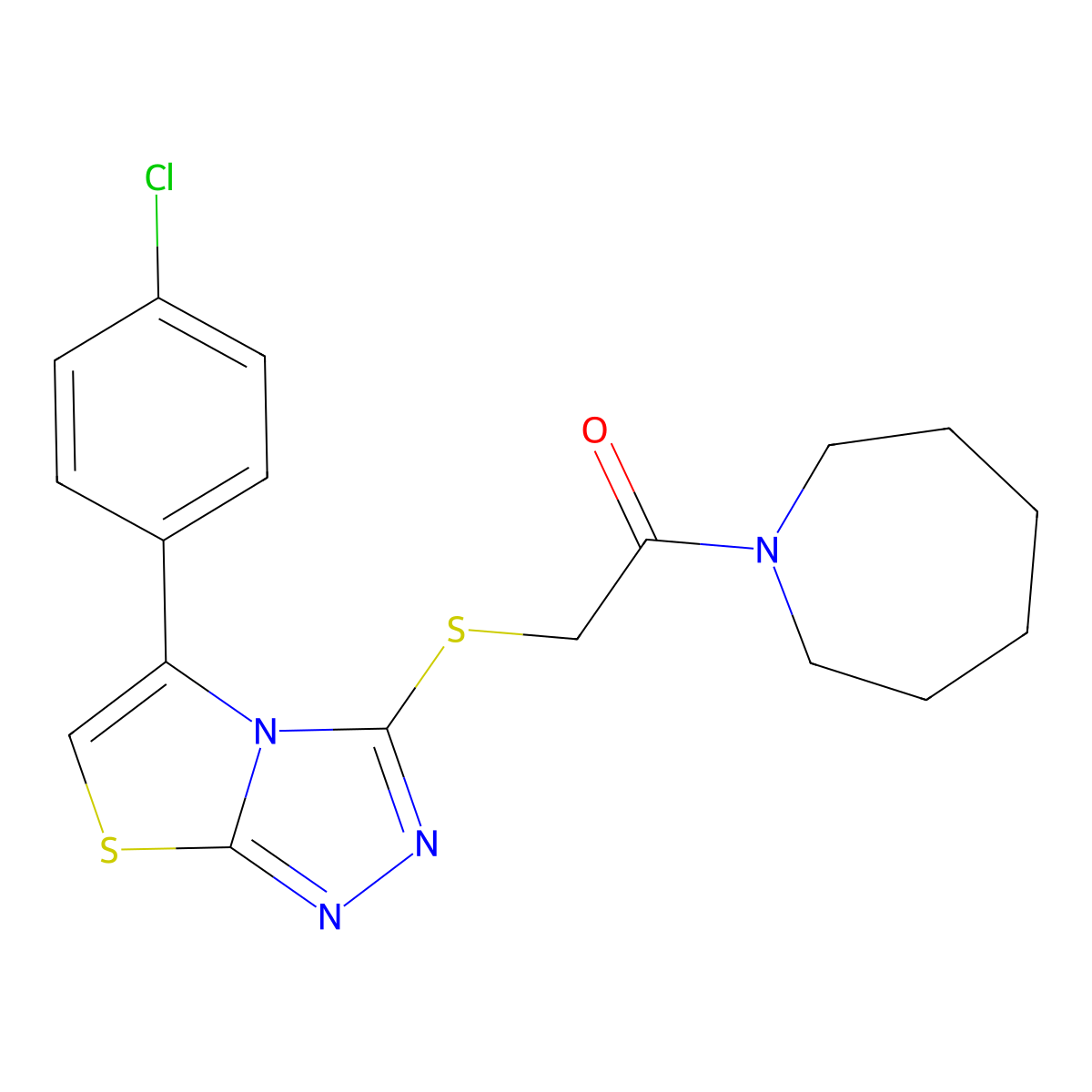 1-(Azepan-1-yl)-2-((5-(4-chlorophenyl)thiazolo[2,3-c][1,2,4]triazol-3-yl)thio)ethanone molecular structure, CAS 671199-99-8