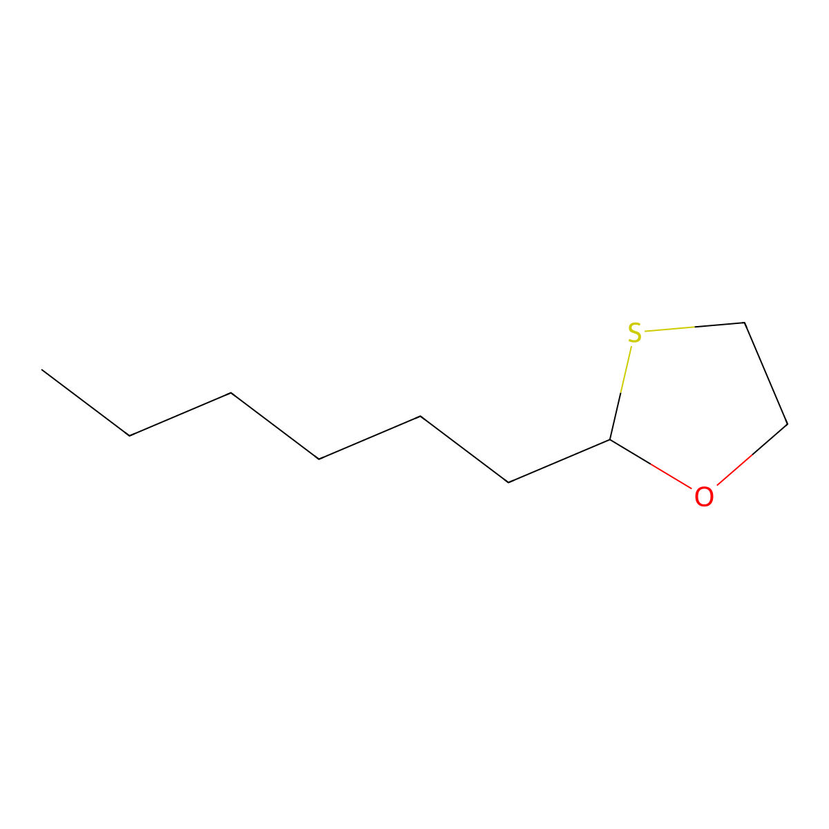 2-Hexyl-1,3-oxathiolane molecular structure, CAS 6712-27-2