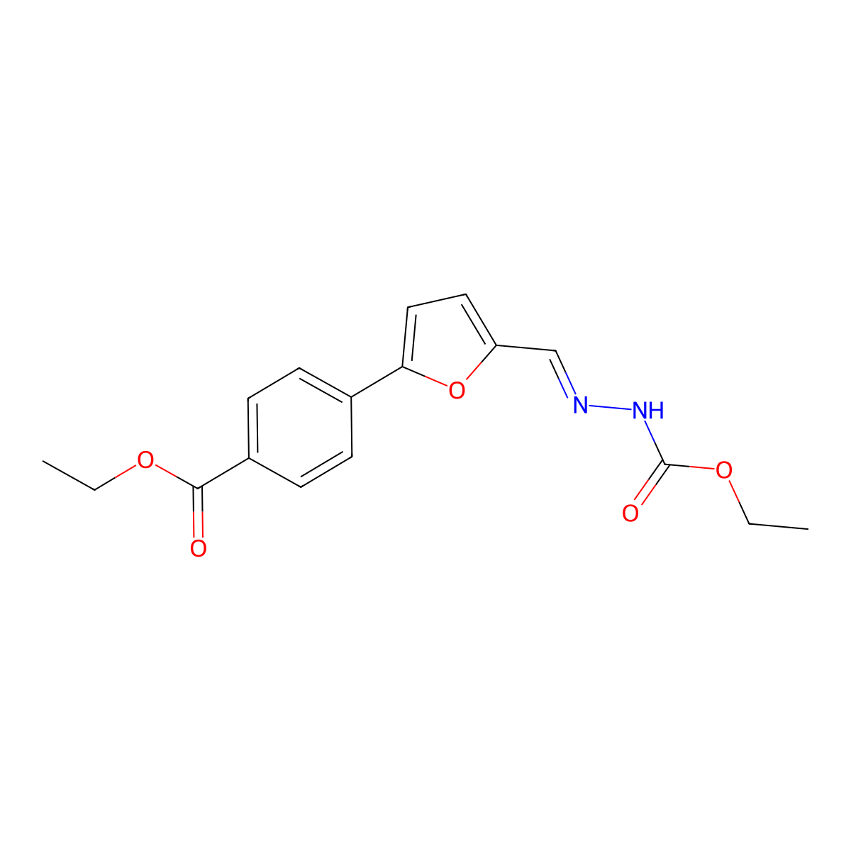 Ethyl 2-({5-[4-(ethoxycarbonyl)phenyl]furan-2-yl}methylidene)hydrazine-1-carboxylate molecular structure, CAS 6712-29-4