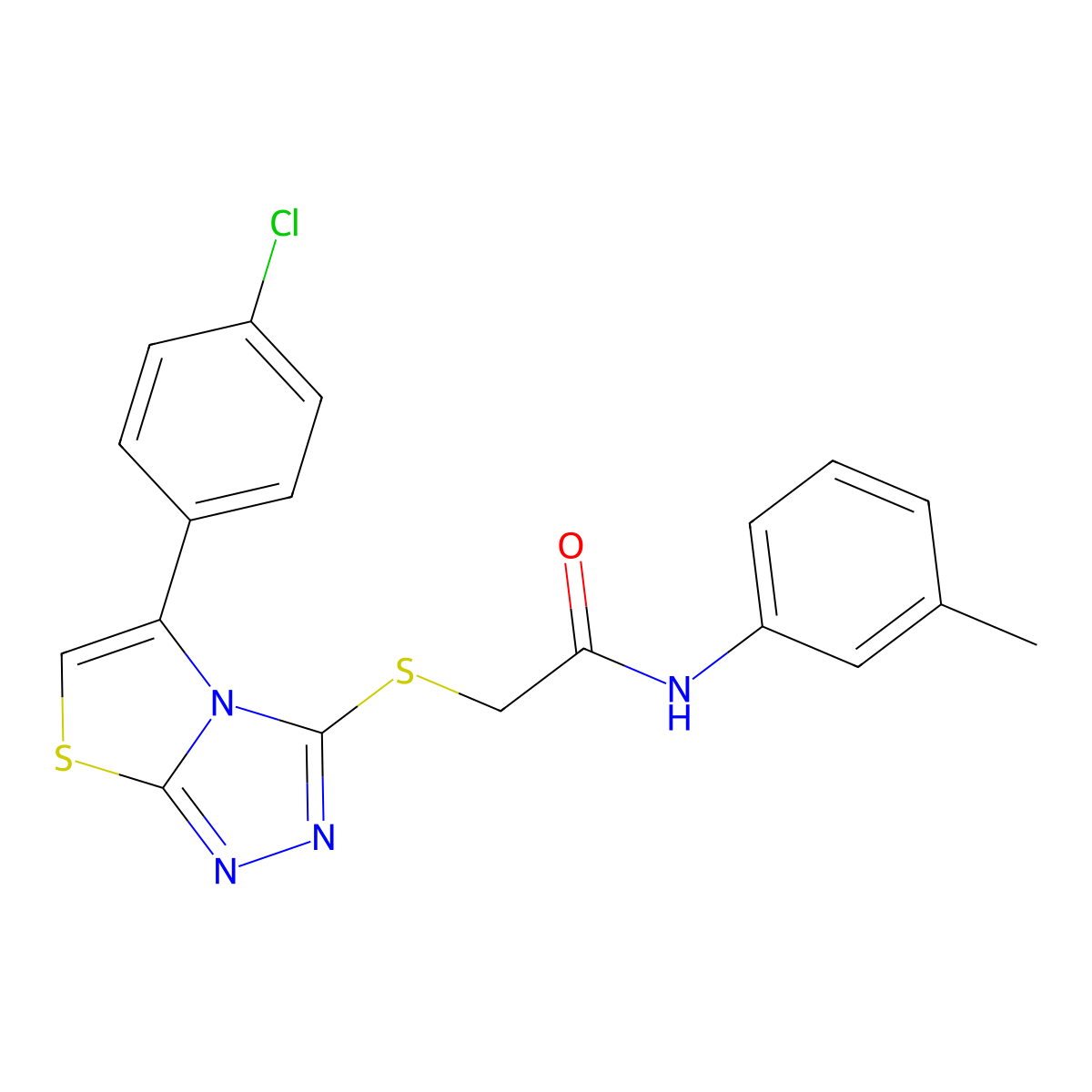 2-((5-(4-chlorophenyl)thiazolo[2,3-c][1,2,4]triazol-3-yl)thio)-N-(m-tolyl)acetamide molecular structure, CAS 671200-04-7