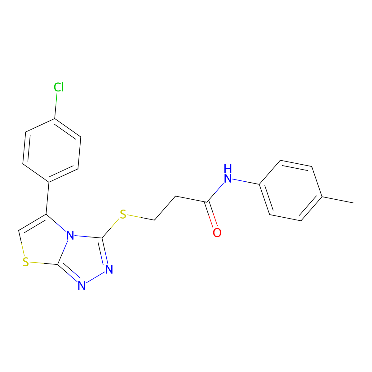 3-((5-(4-chlorophenyl)thiazolo[2,3-c][1,2,4]triazol-3-yl)thio)-N-(p-tolyl)propanamide molecular structure, CAS 671200-07-0