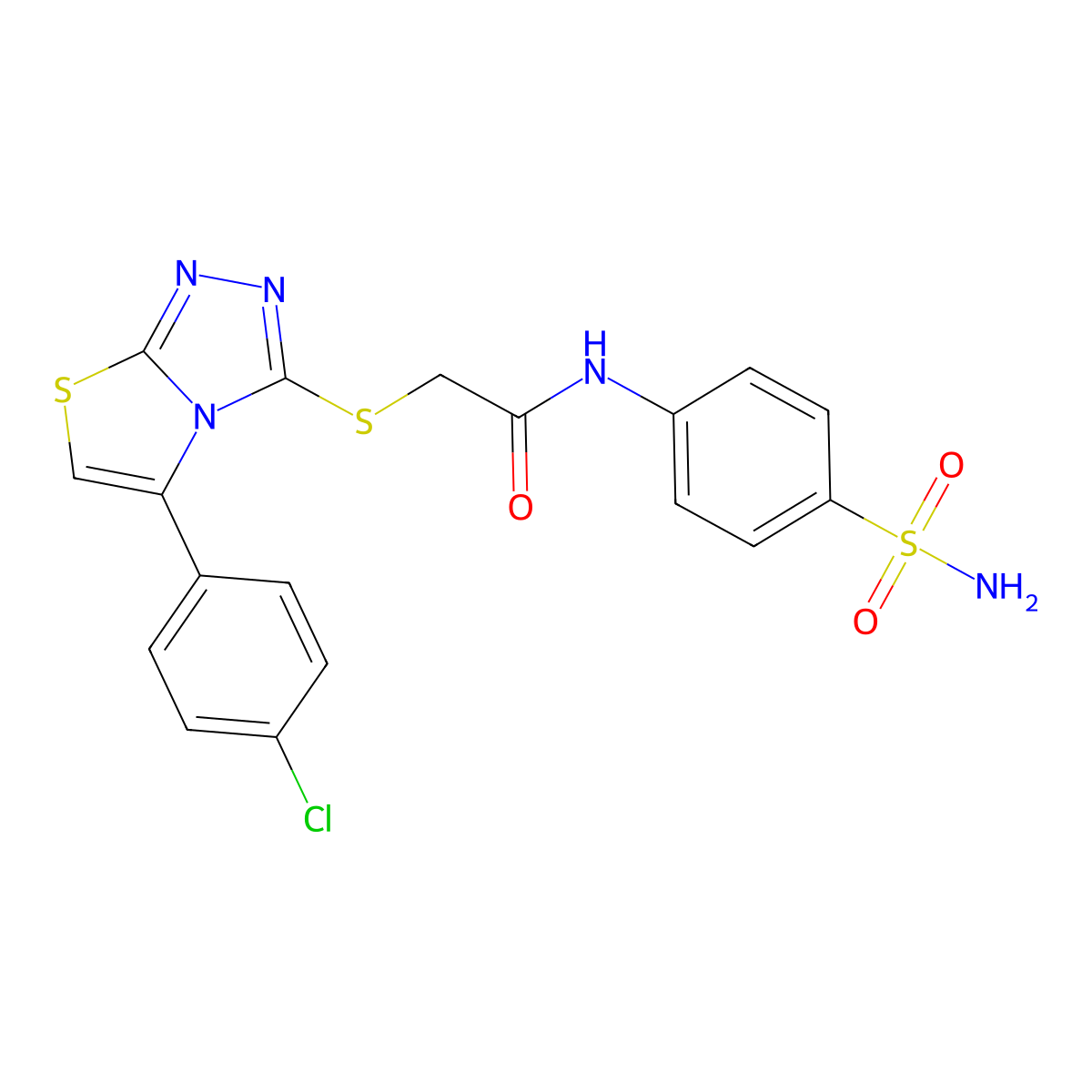 2-((5-(4-chlorophenyl)thiazolo[2,3-c][1,2,4]triazol-3-yl)thio)-N-(4-sulfamoylphenyl)acetamide molecular structure, CAS 671200-14-9
