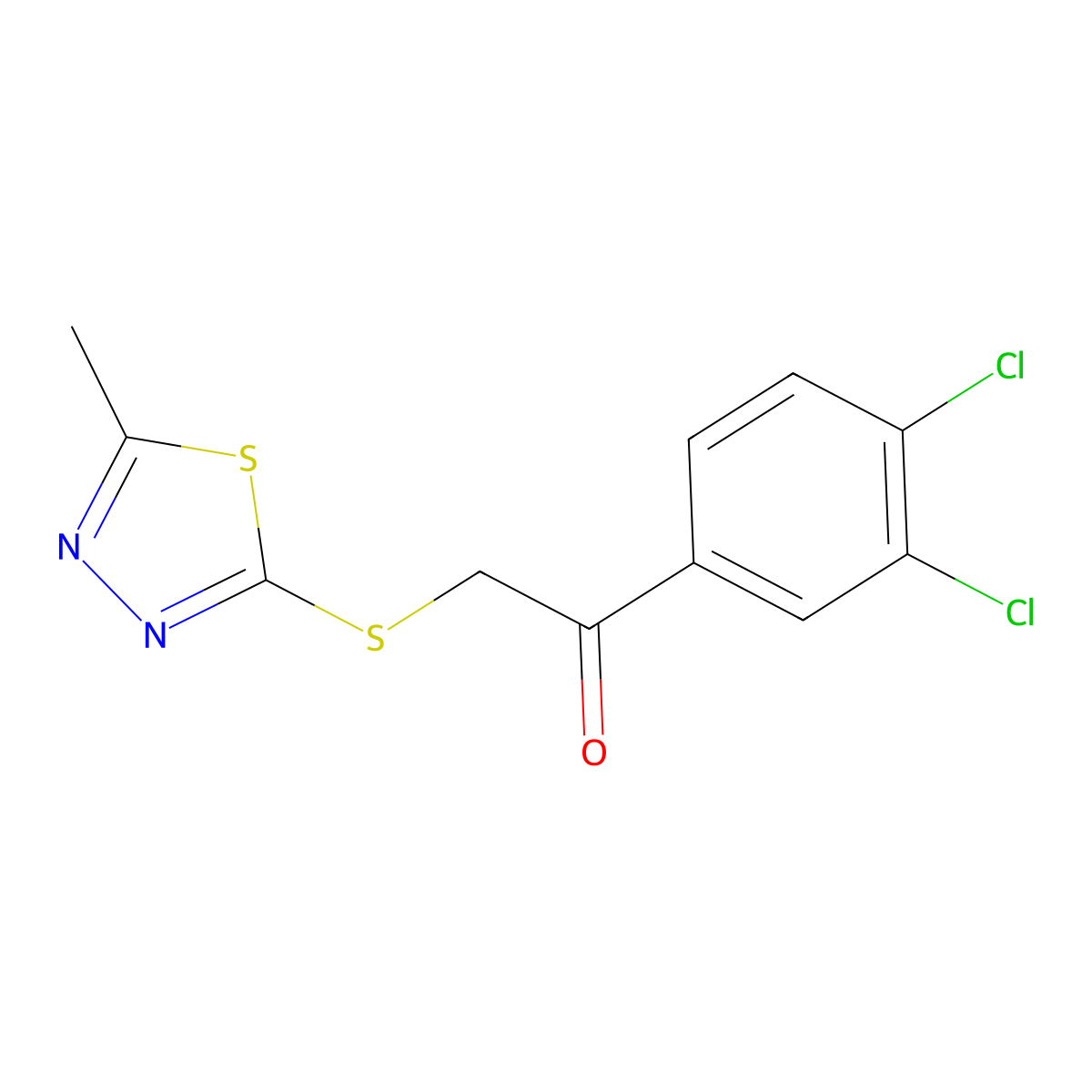 1-(3,4-Dichlorophenyl)-2-((5-methyl-1,3,4-thiadiazol-2-yl)thio)ethanone molecular structure, CAS 671200-48-9