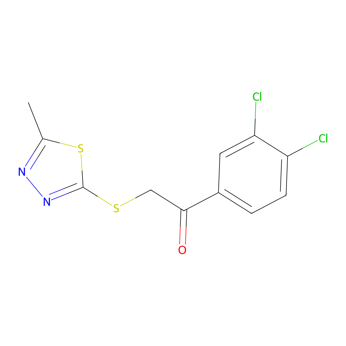 1-(3,4-Dichlorophenyl)-2-((5-methyl-1,3,4-thiadiazol-2-yl)thio)ethanone molecular structure, CAS 671200-48-9