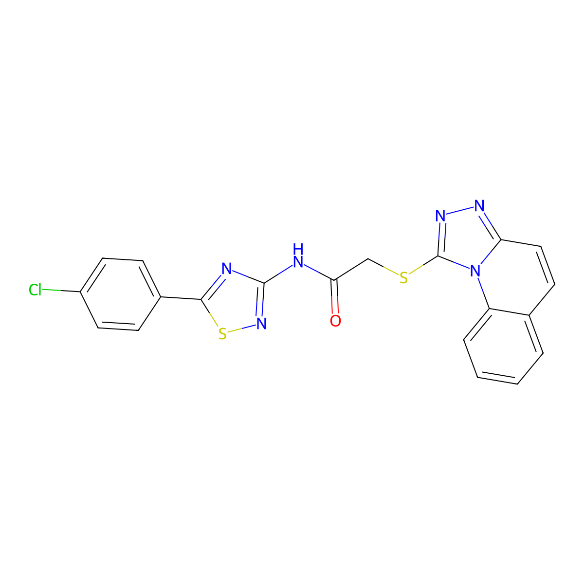 N-[5-(4-chlorophenyl)-1,2,4-thiadiazol-3-yl]-2-([1,2,4]triazolo[4,3-a]quinolin-1-ylsulfanyl)acetamide molecular structure, CAS 671200-72-9