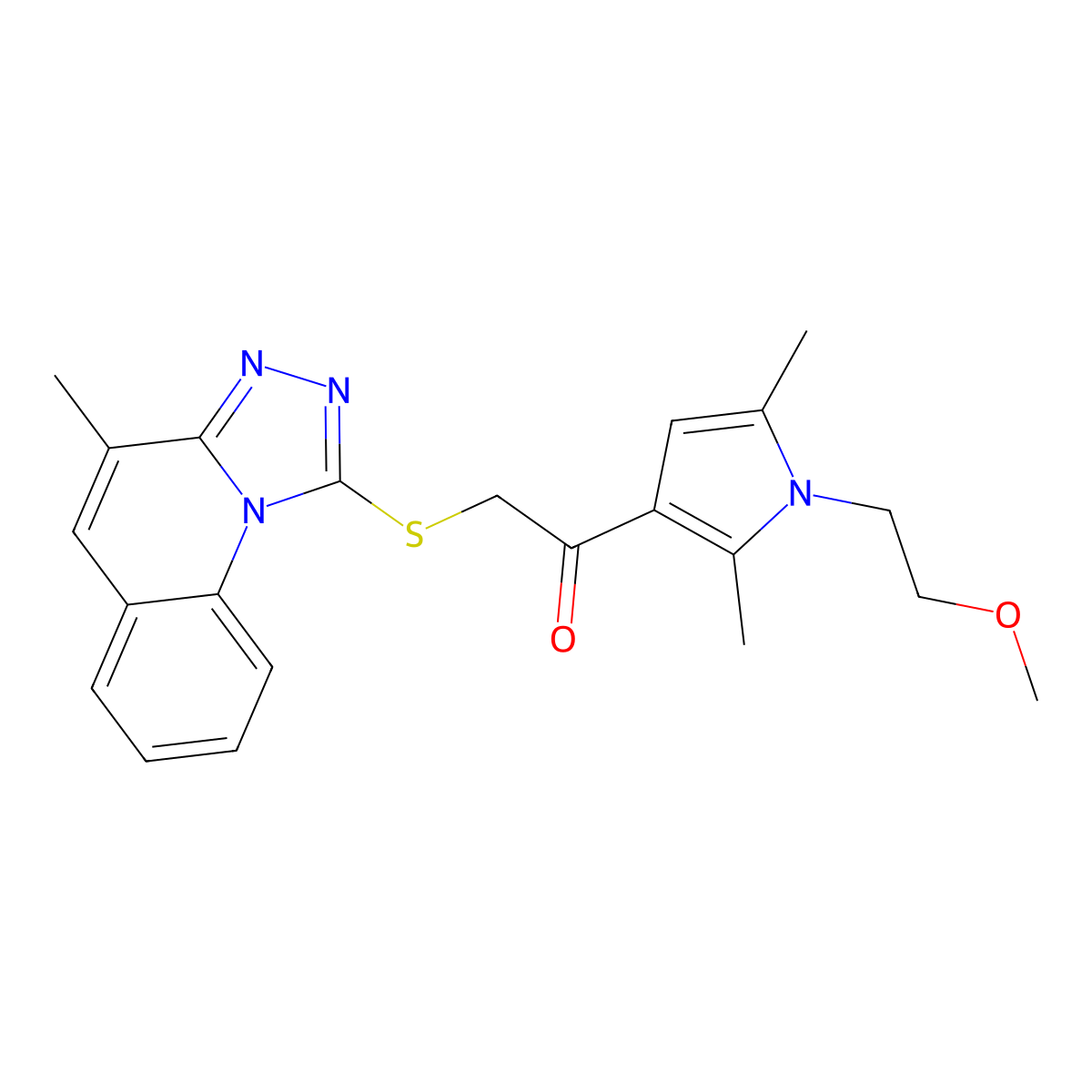 1-[1-(2-Methoxyethyl)-2,5-dimethylpyrrol-3-yl]-2-[(4-methyl-[1,2,4]triazolo[4,3-a]quinolin-1-yl)sulfanyl]ethanone molecular structure, CAS 671200-78-5
