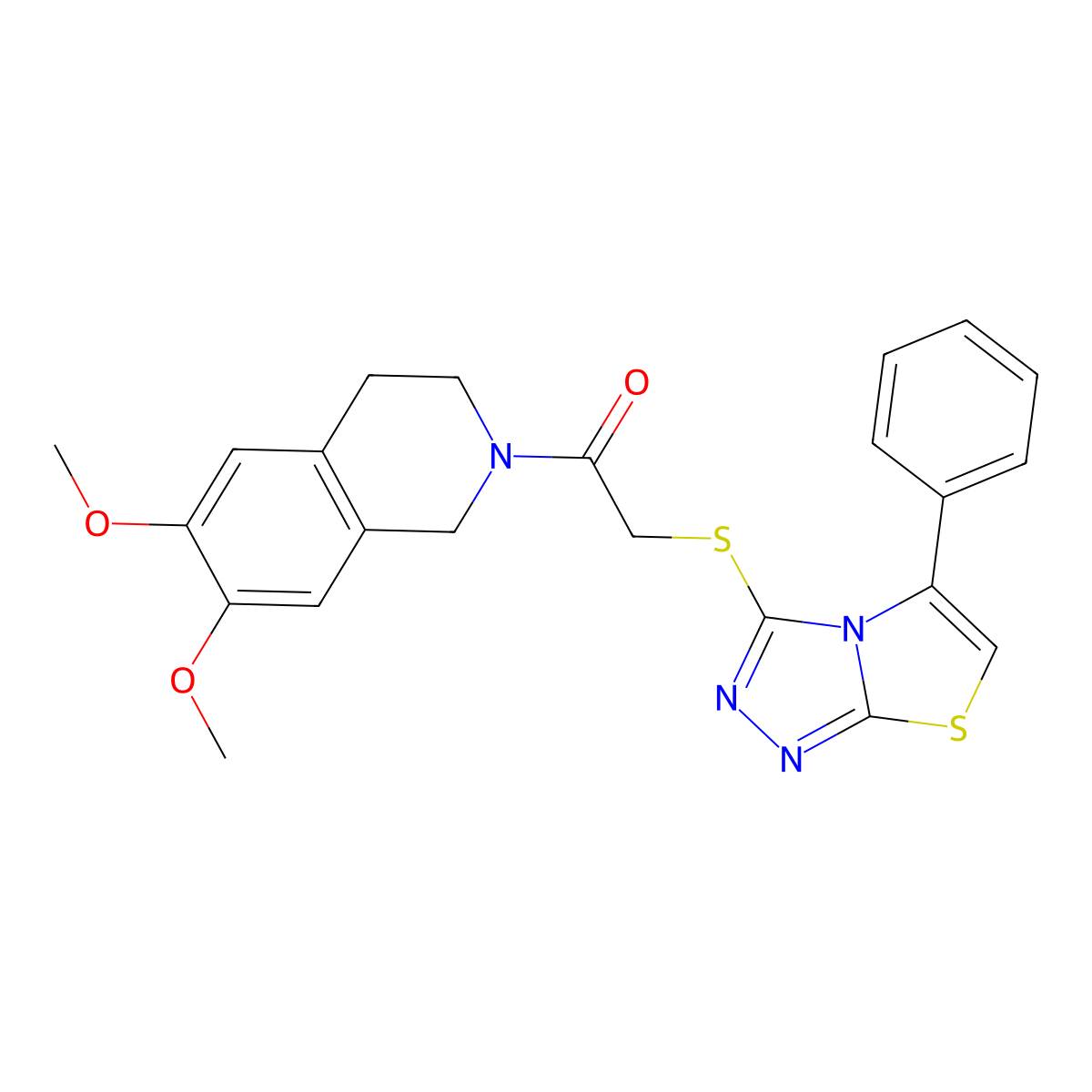 1-(6,7-dimethoxy-3,4-dihydro-1H-isoquinolin-2-yl)-2-[(5-phenyl-[1,3]thiazolo[2,3-c][1,2,4]triazol-3-yl)sulfanyl]ethanone molecular structure, CAS 671200-79-6