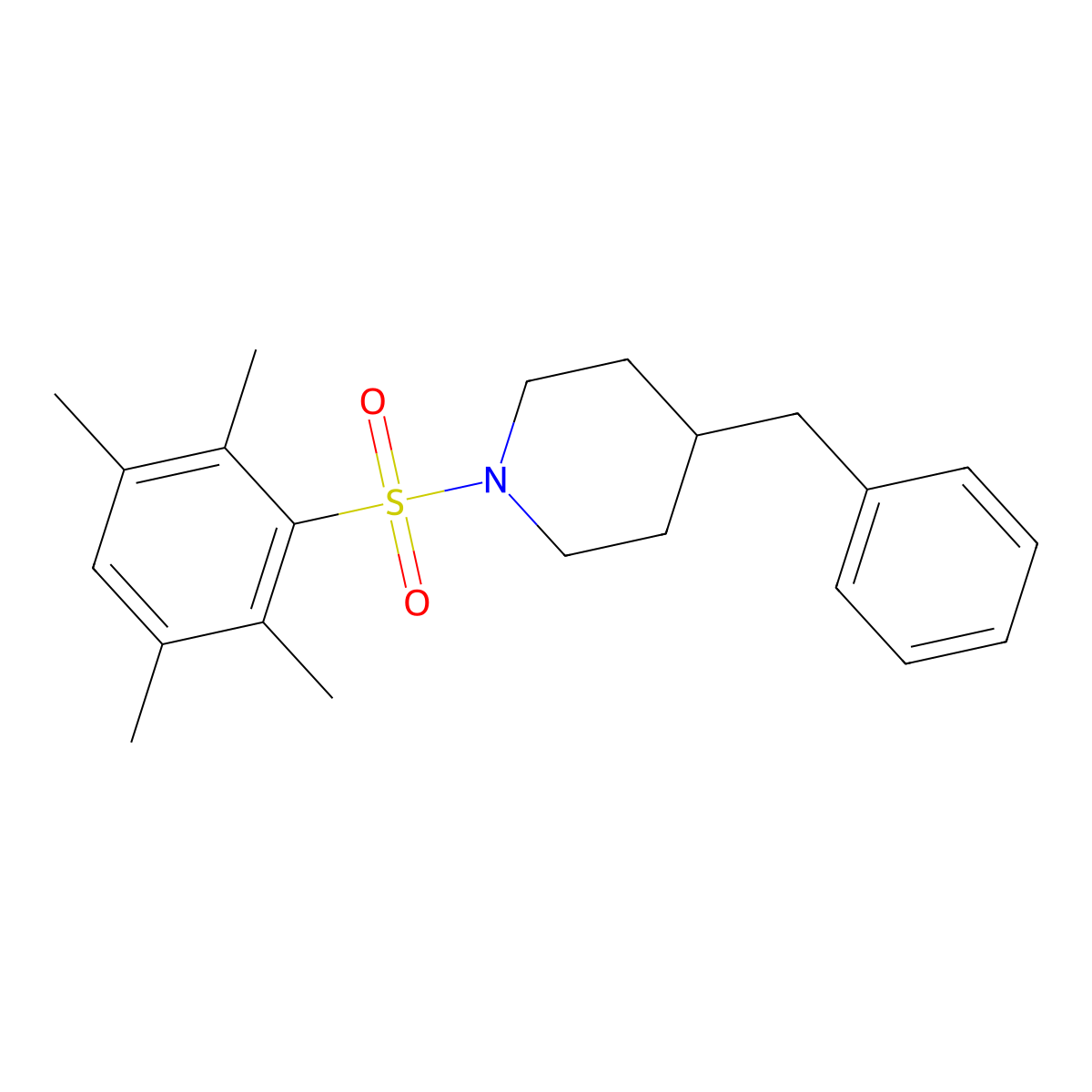 4-Benzyl-1-(2,3,5,6-tetramethylbenzenesulfonyl)piperidine molecular structure, CAS 671200-92-3