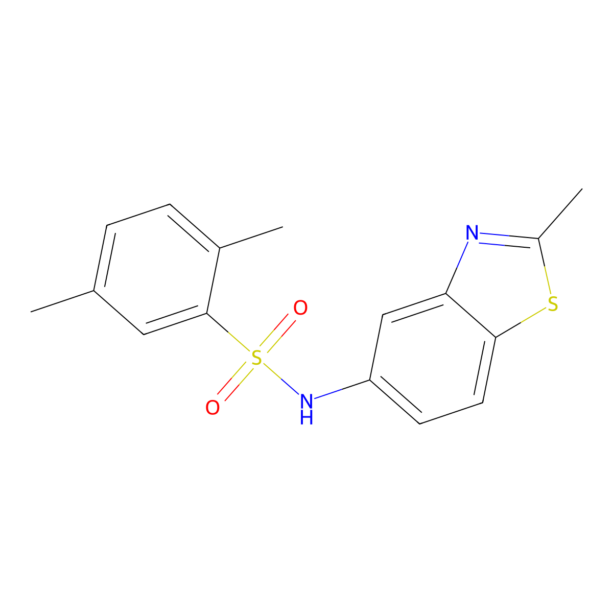 2,5-dimethyl-N-(2-methyl-1,3-benzothiazol-5-yl)benzenesulfonamide molecular structure, CAS 671200-95-6