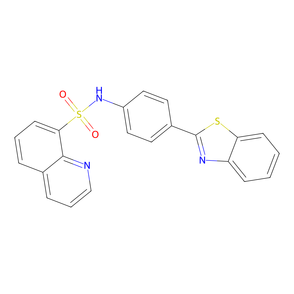 N-[4-(1,3-benzothiazol-2-yl)phenyl]quinoline-8-sulfonamide molecular structure, CAS 671200-97-8
