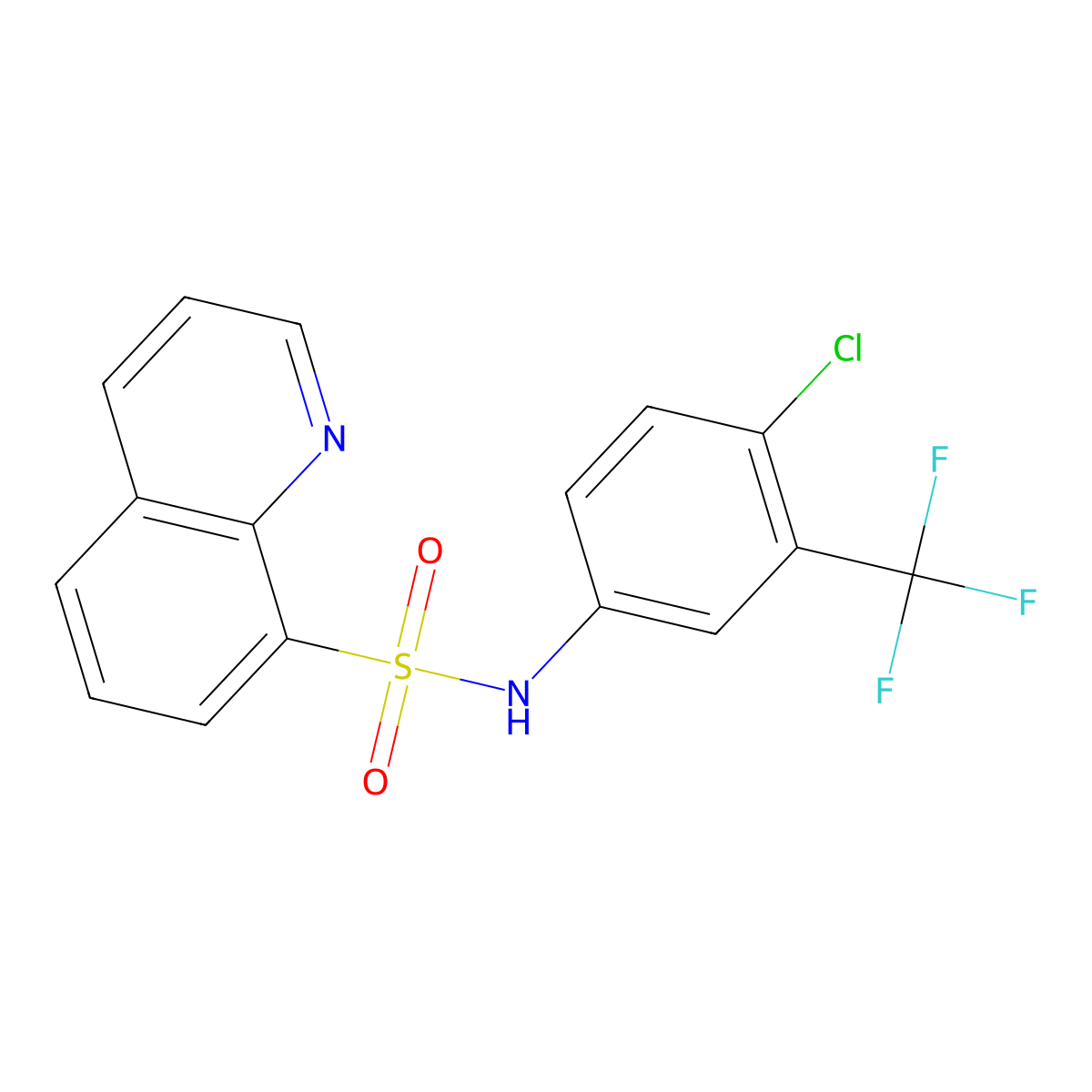 N-[4-chloro-3-(trifluoromethyl)phenyl]quinoline-8-sulfonamide molecular structure, CAS 671200-99-0