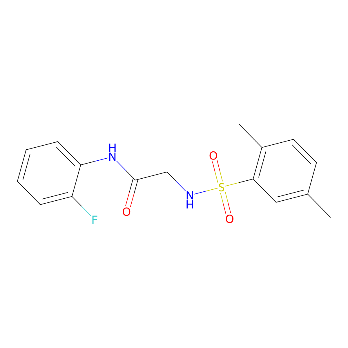 2-[(2,5-dimethylphenyl)sulfonylamino]-N-(2-fluorophenyl)acetamide molecular structure, CAS 671201-15-3