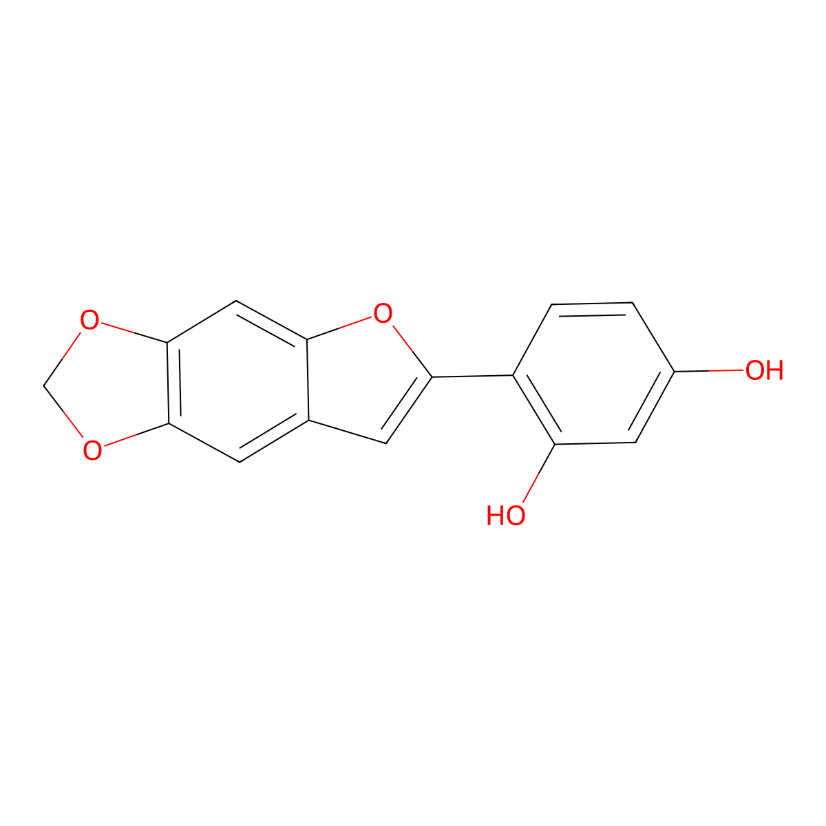 2',4'-Dihydroxy-5,6-methylenedioxy-2-phenylbenzofuran molecular structure, CAS 67121-26-0