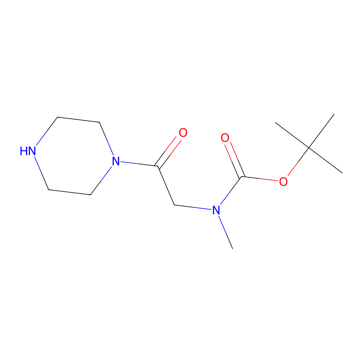 tert-butyl N-methyl-N-[2-oxo-2-(piperazin-1-yl)ethyl]carbamate molecular structure, CAS 671212-37-6