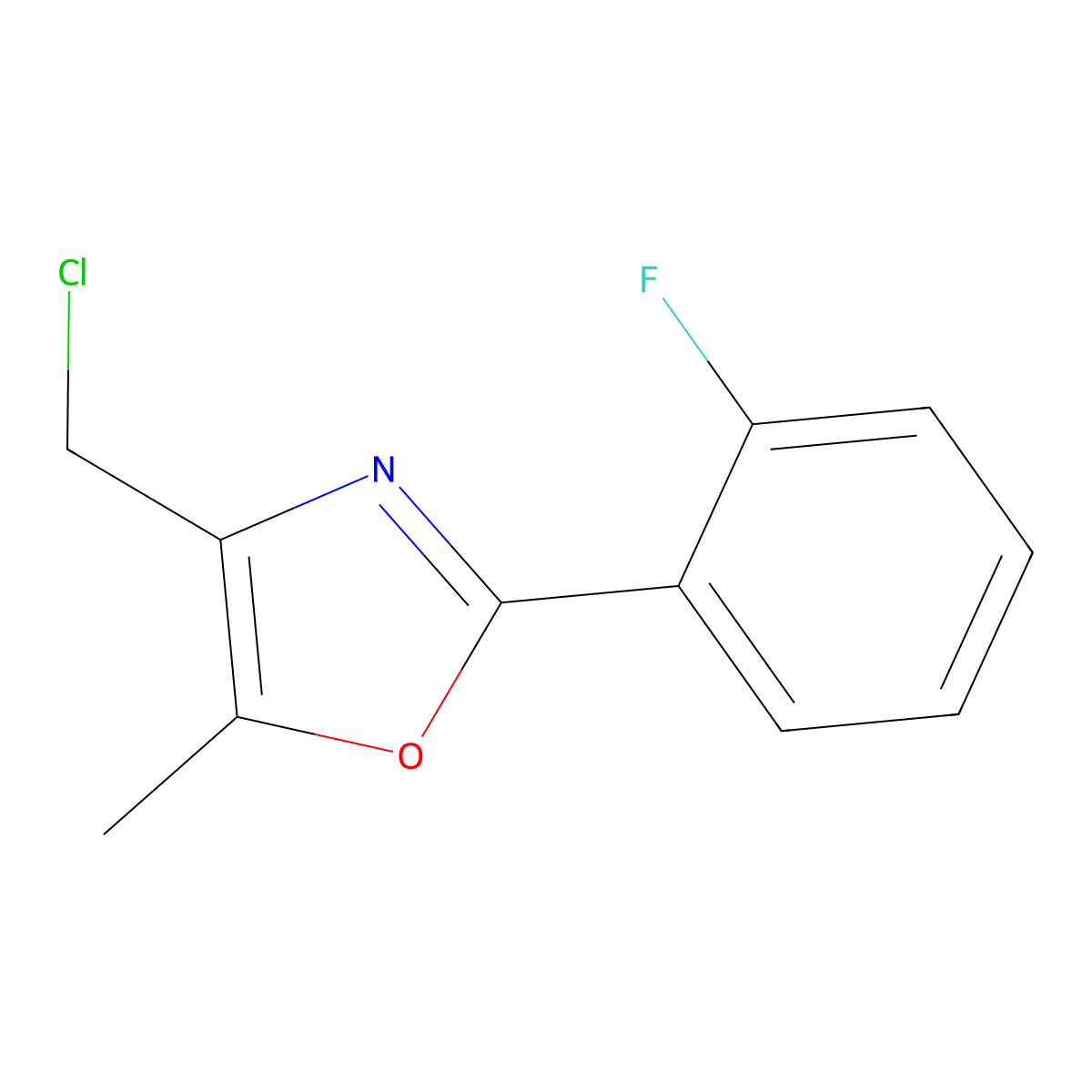 4-Chloromethyl-2-(2-fluoro-phenyl)-5-methyl-oxazole molecular structure, CAS 671215-76-2