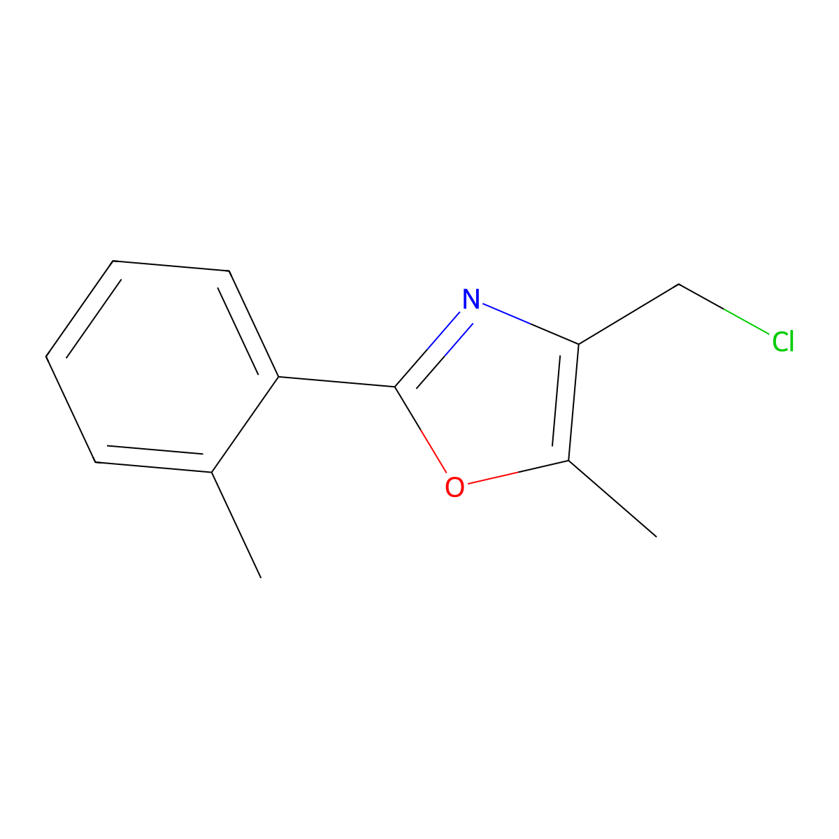 4-(Chloromethyl)-5-methyl-2-(2-methylphenyl)-1,3-oxazole molecular structure, CAS 671215-81-9