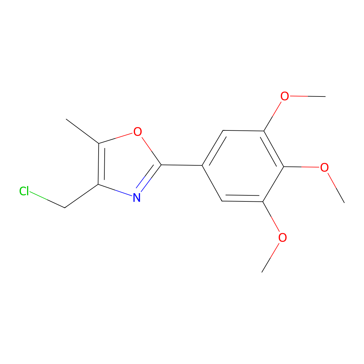 4-(Chloromethyl)-5-methyl-2-(3,4,5-trimethoxyphenyl)-1,3-oxazole molecular structure, CAS 671216-07-2