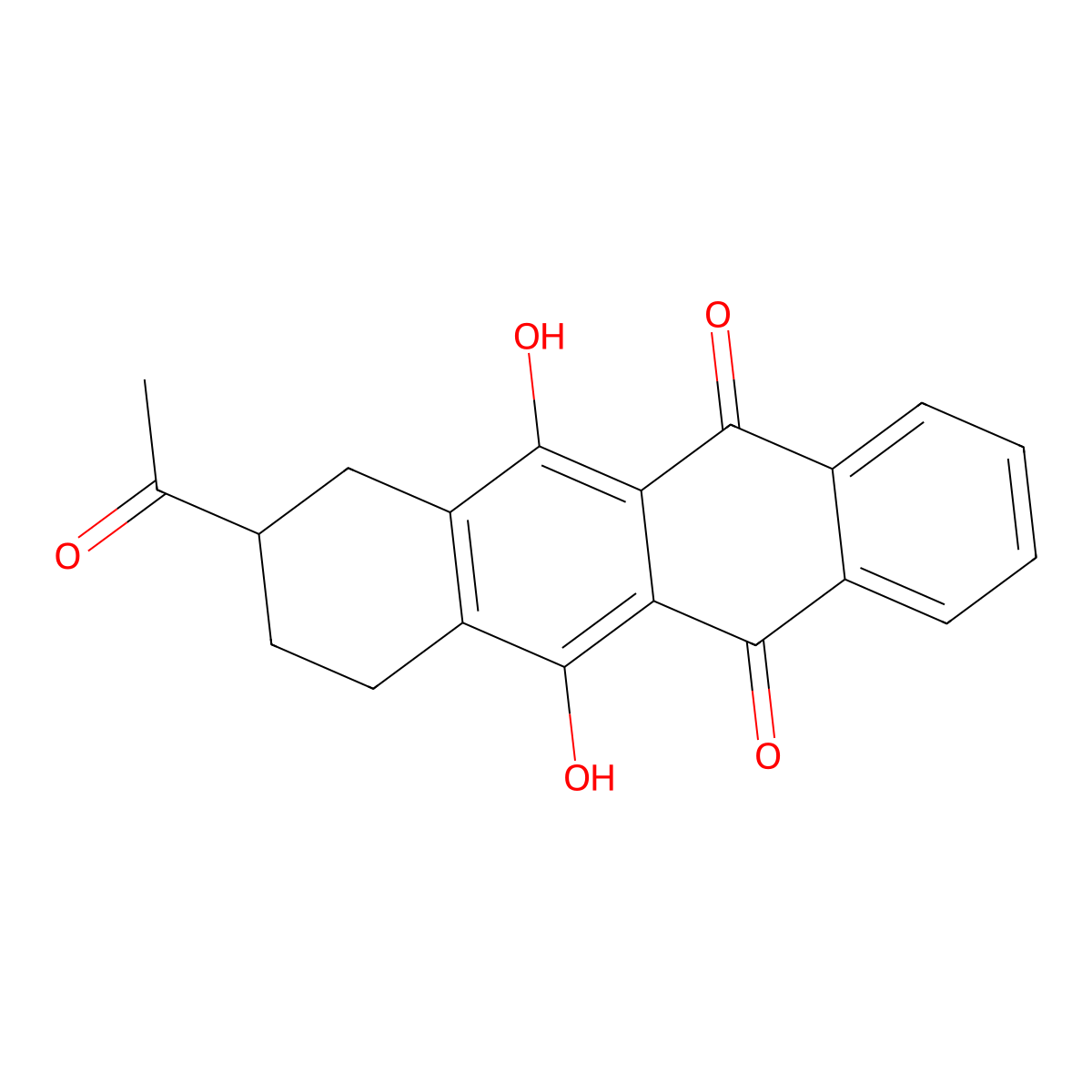 8-Acetyl-6,11-dihydroxy-7,8,9,10-tetrahydrotetracene-5,12-dione molecular structure, CAS 67122-26-3