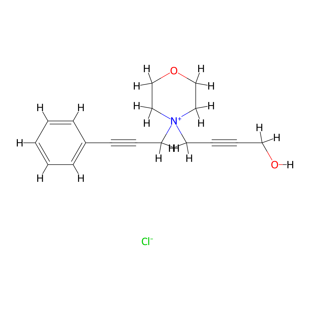 4-(4-Hydroxybut-2-yn-1-yl)-4-(3-phenylprop-2-yn-1-yl)morpholin-4-ium chloride molecular structure, CAS 671223-26-0