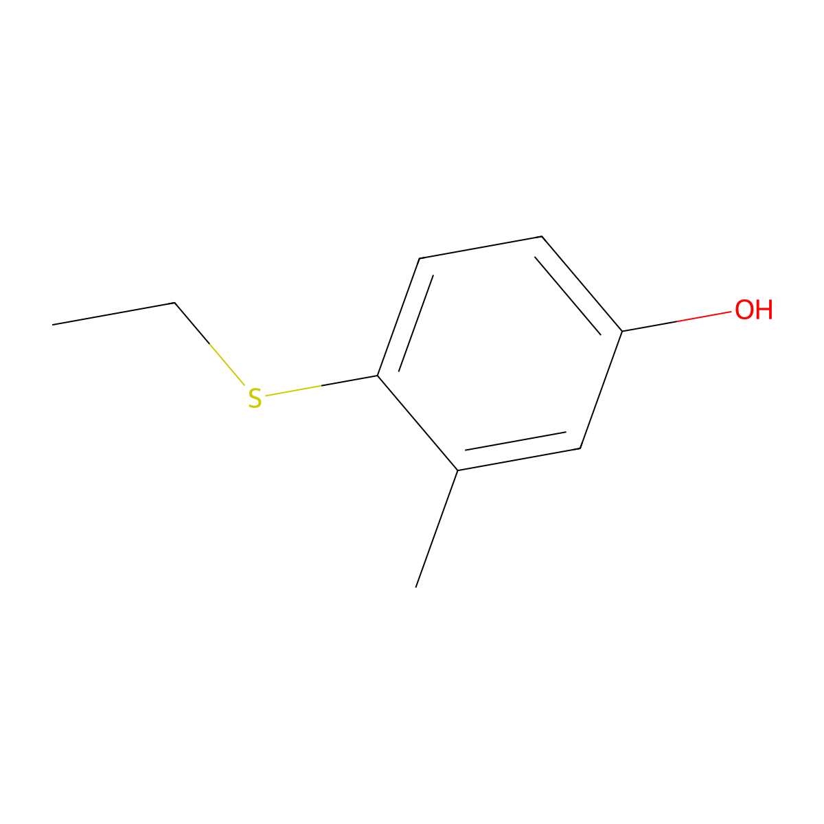 4-(Ethylsulfanyl)-3-methylphenol molecular structure, CAS 67126-92-5