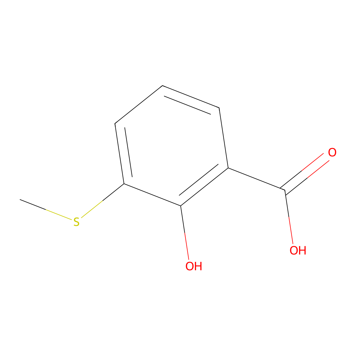 2-Hydroxy-3-(methylthio)benzoic acid molecular structure, CAS 67127-64-4