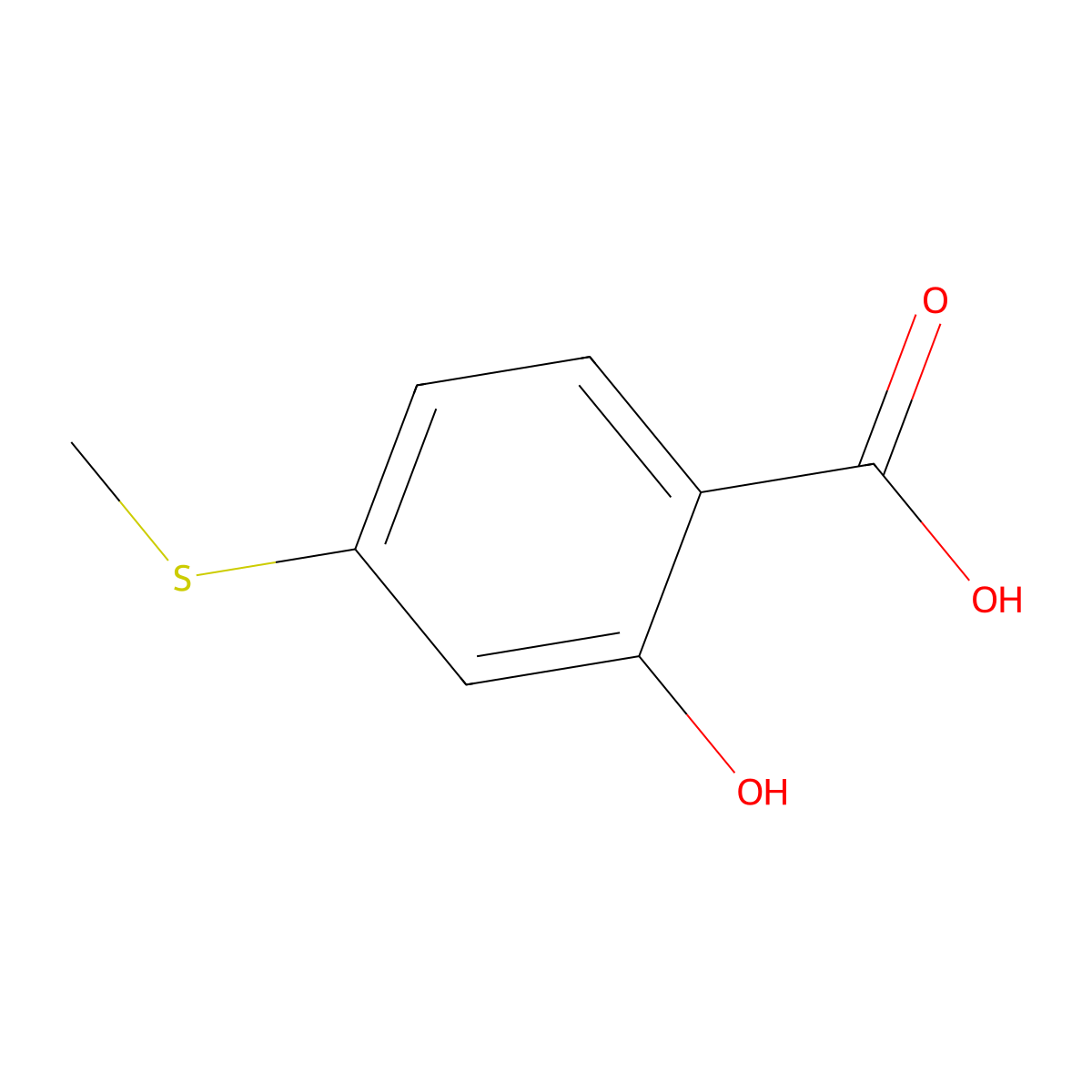 2-Hydroxy-4-(methylsulfanyl)benzoic acid molecular structure, CAS 67127-67-7