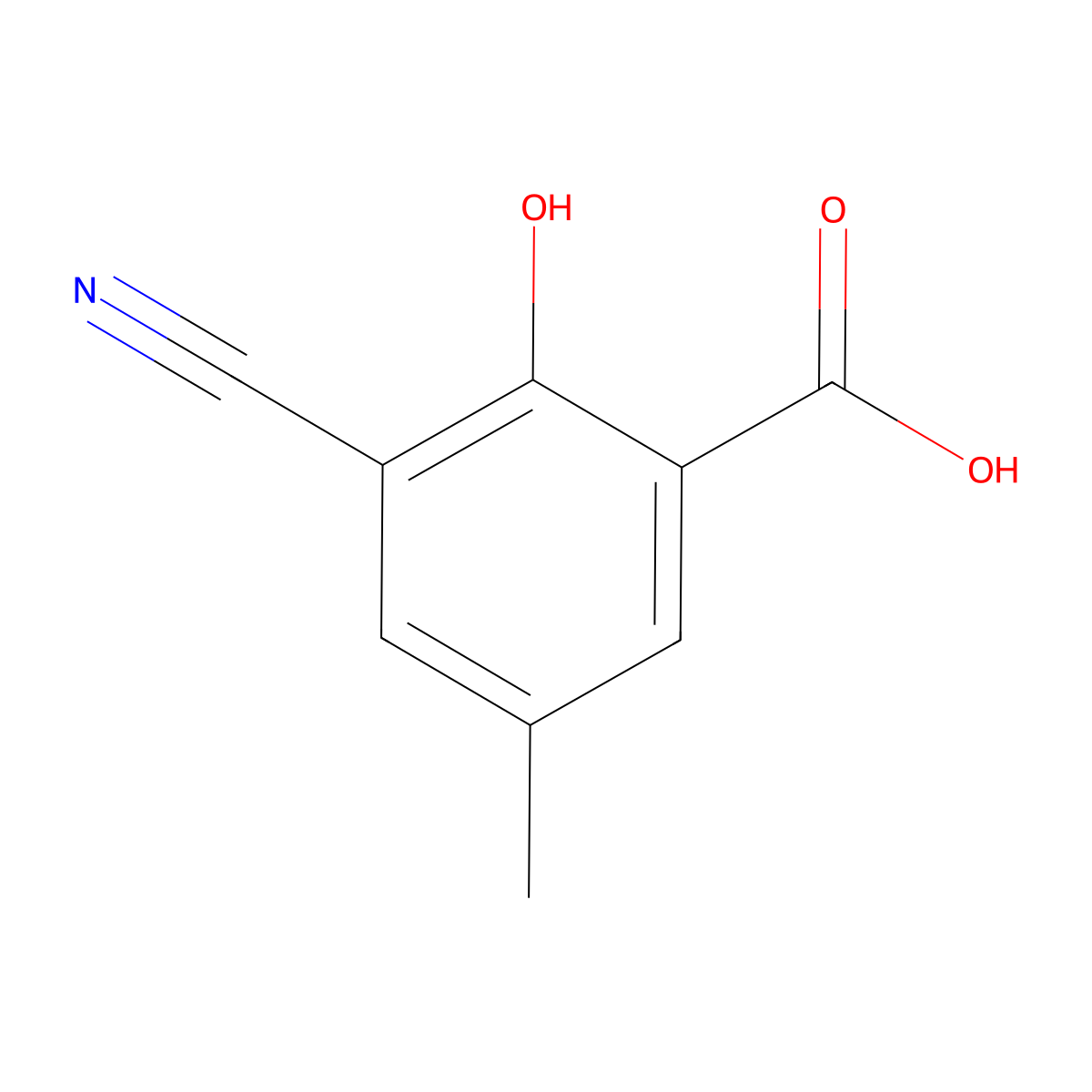 3-Cyano-2-hydroxy-5-methylbenzoic acid molecular structure, CAS 67127-85-9
