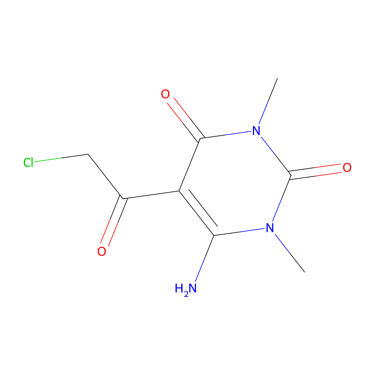 6-Amino-5-(2-chloroacetyl)-1,3-dimethyl-1,2,3,4-tetrahydropyrimidine-2,4-dione molecular structure, CAS 67130-66-9
