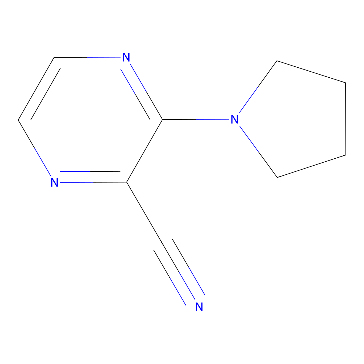 3-(Pyrrolidin-1-yl)pyrazine-2-carbonitrile molecular structure, CAS 67130-88-5