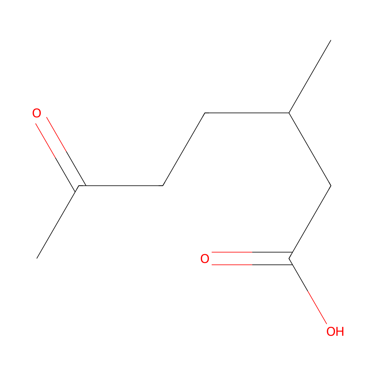 3-Methyl-6-oxoheptanoic acid molecular structure, CAS 67135-96-0