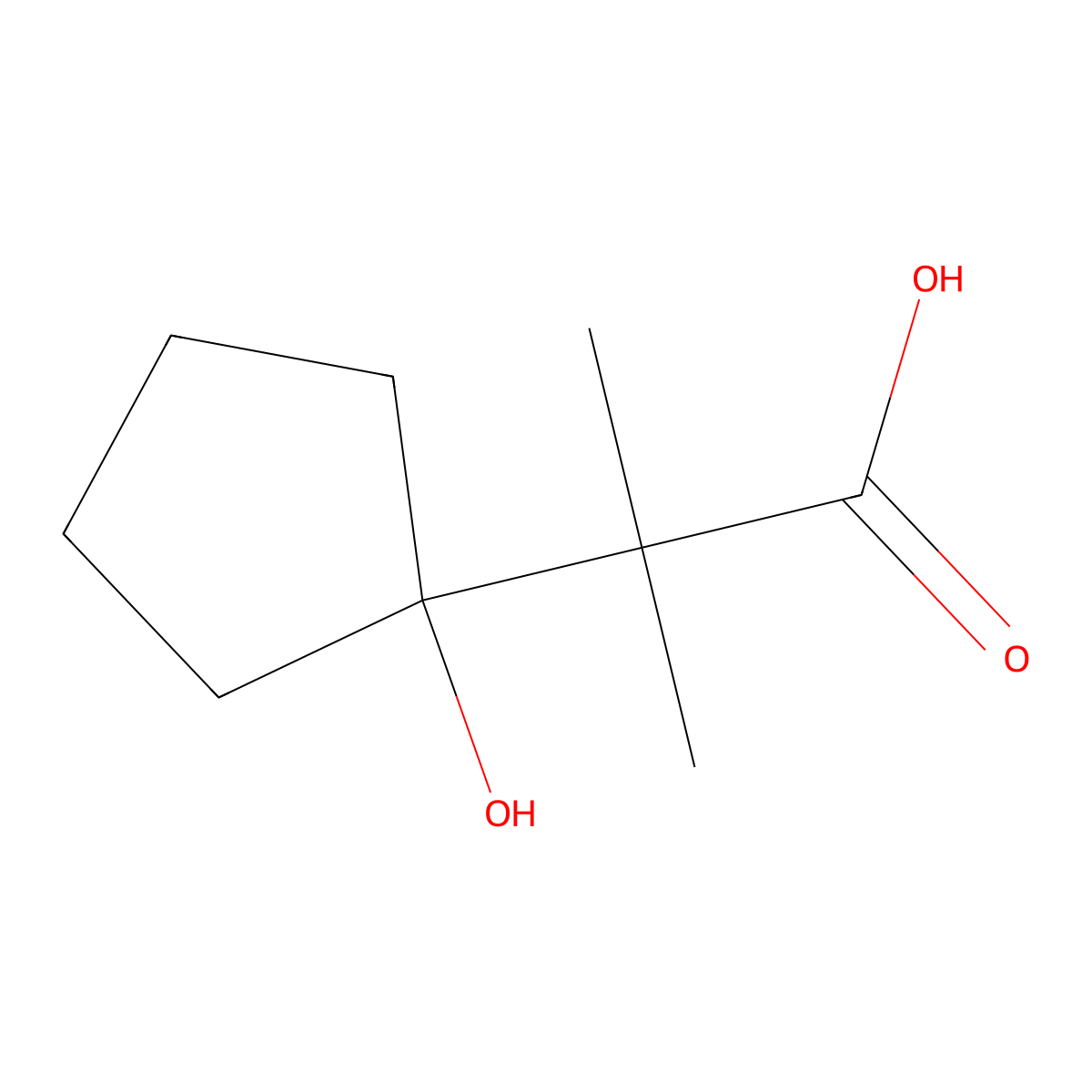 2-(1-Hydroxycyclopentyl)-2-methylpropanoic acid molecular structure, CAS 67138-35-6