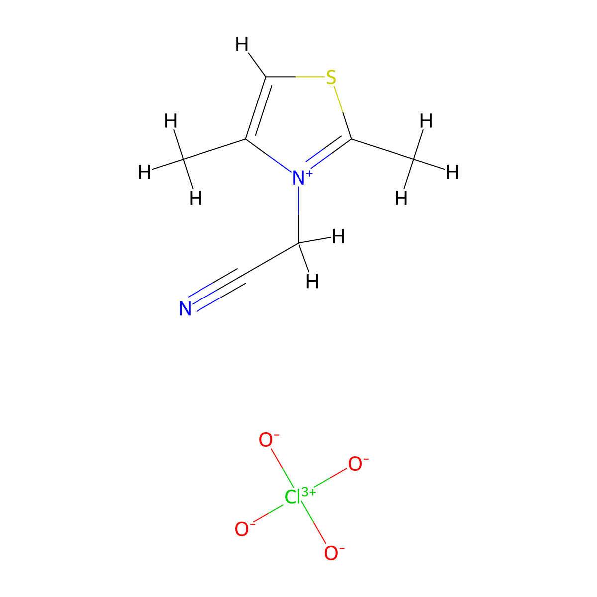 3-(Cyanomethyl)-2,4-dimethyl-1,3-thiazol-3-ium perchlorate molecular structure, CAS 67145-86-2