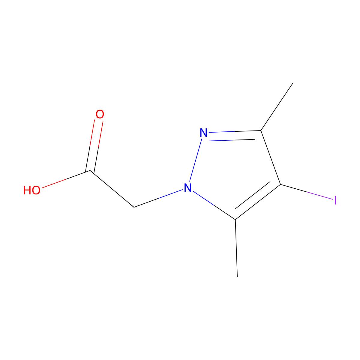 (4-iodo-3,5-dimethyl-1H-pyrazol-1-yl)acetic acid molecular structure, CAS 6715-88-4