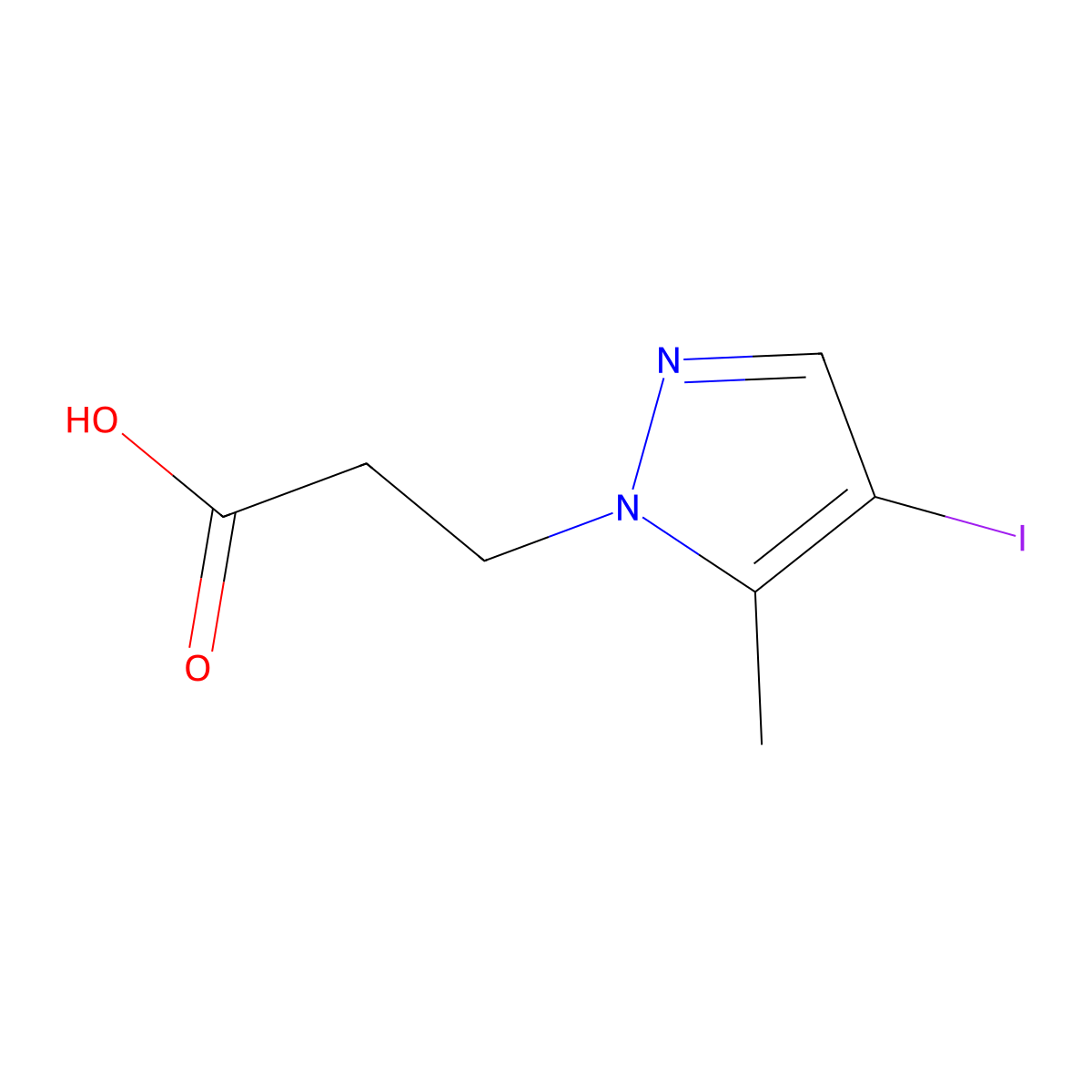 4-Iodo-5-methyl-1H-pyrazole-1-propanoic acid molecular structure, CAS 6715-93-1