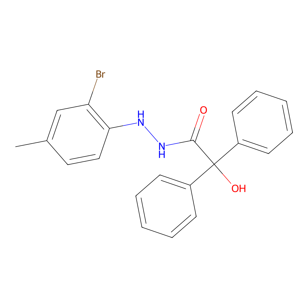 N'-(2-bromo-4-methylphenyl)-2-hydroxy-2,2-diphenylacetohydrazide molecular structure, CAS 67156-59-6