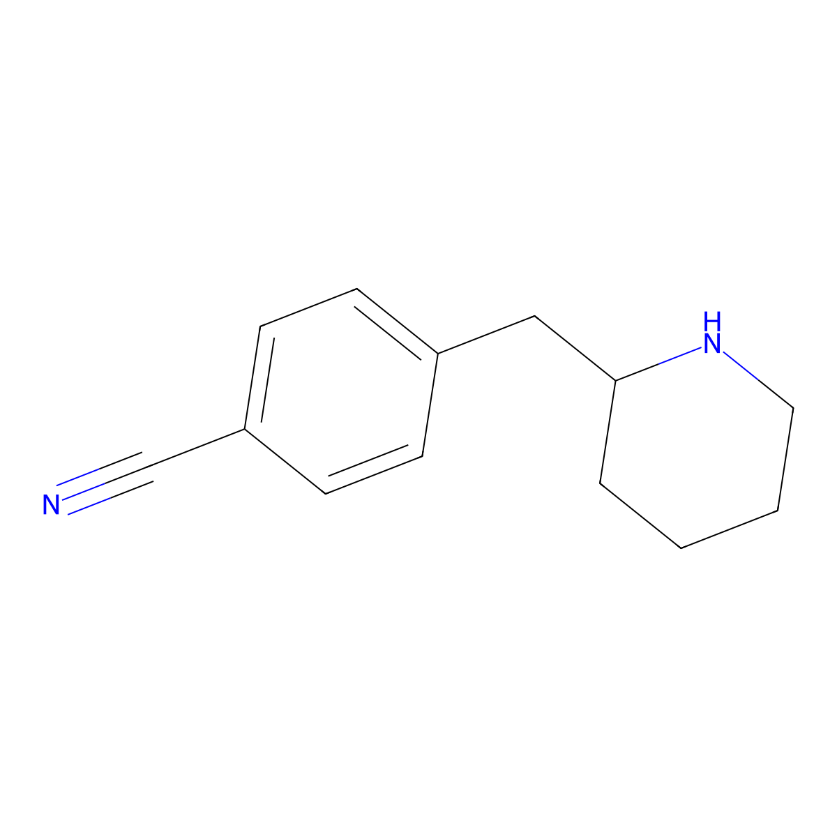 4-[(Piperidin-2-yl)methyl]benzonitrile molecular structure, CAS 67157-34-0