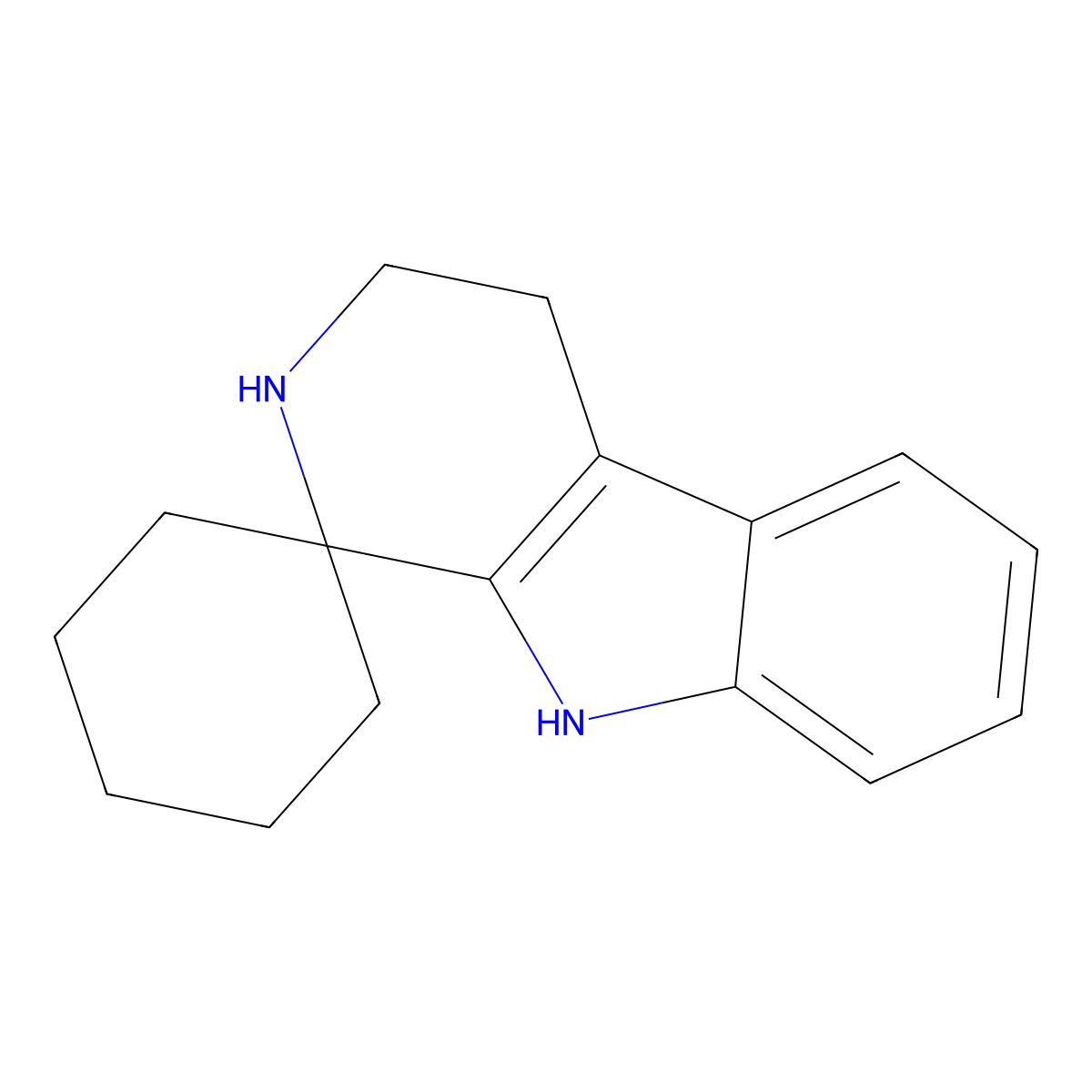 Spiro[cyclohexane-1,1'-[1H]pyrido[3,4-b]indole], 2',3',4',9'-tetrahydro- molecular structure, CAS 6716-66-1
