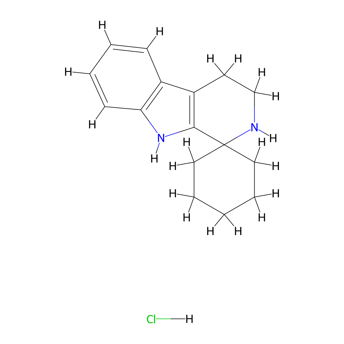 2',3',4',9'-Tetrahydrospiro[cyclohexane-1,1'-pyrido[3,4-b]indole] hydrochloride molecular structure, CAS 6716-70-7