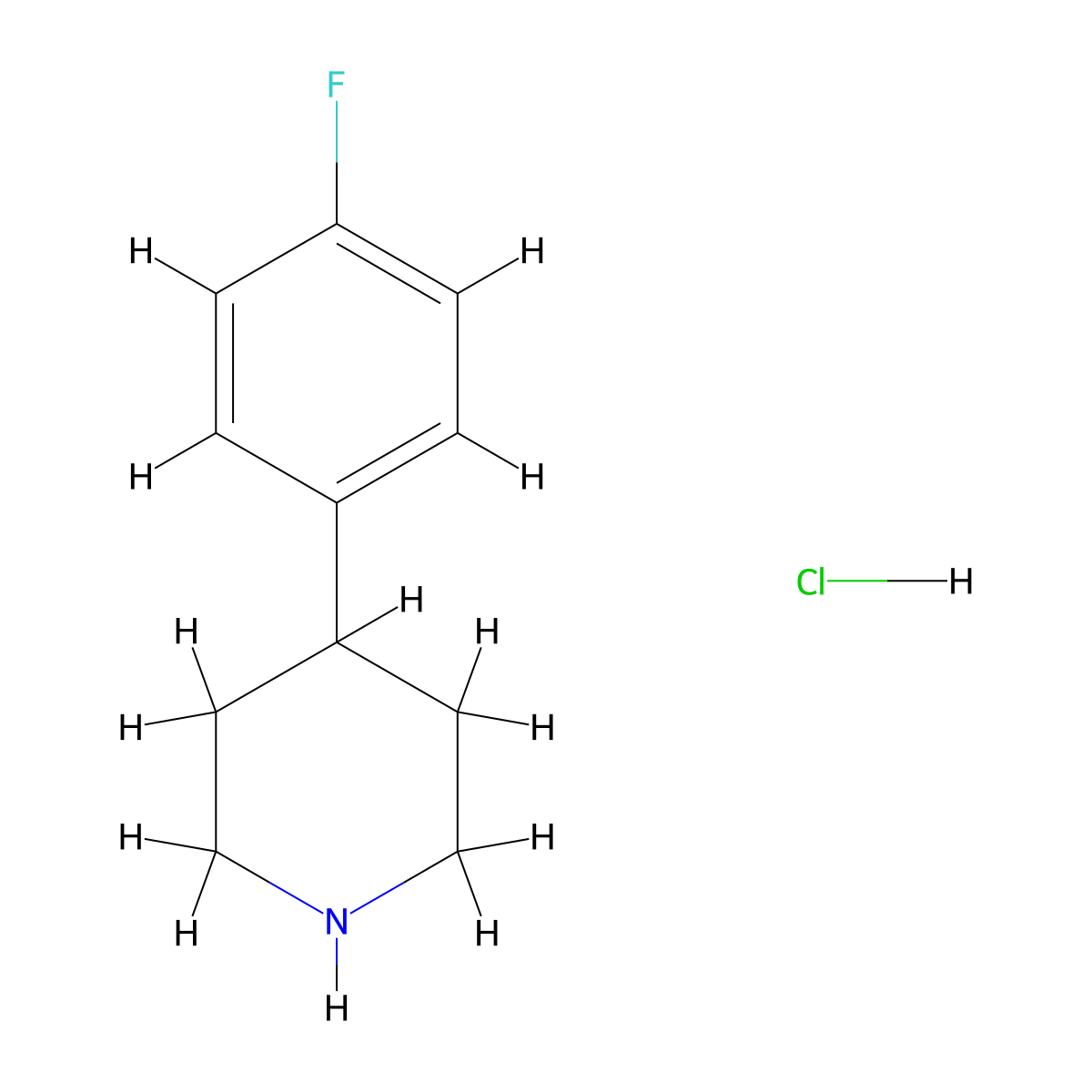 4-(4-Fluoro-phenyl)-piperidine hydrochloride molecular structure, CAS 6716-98-9