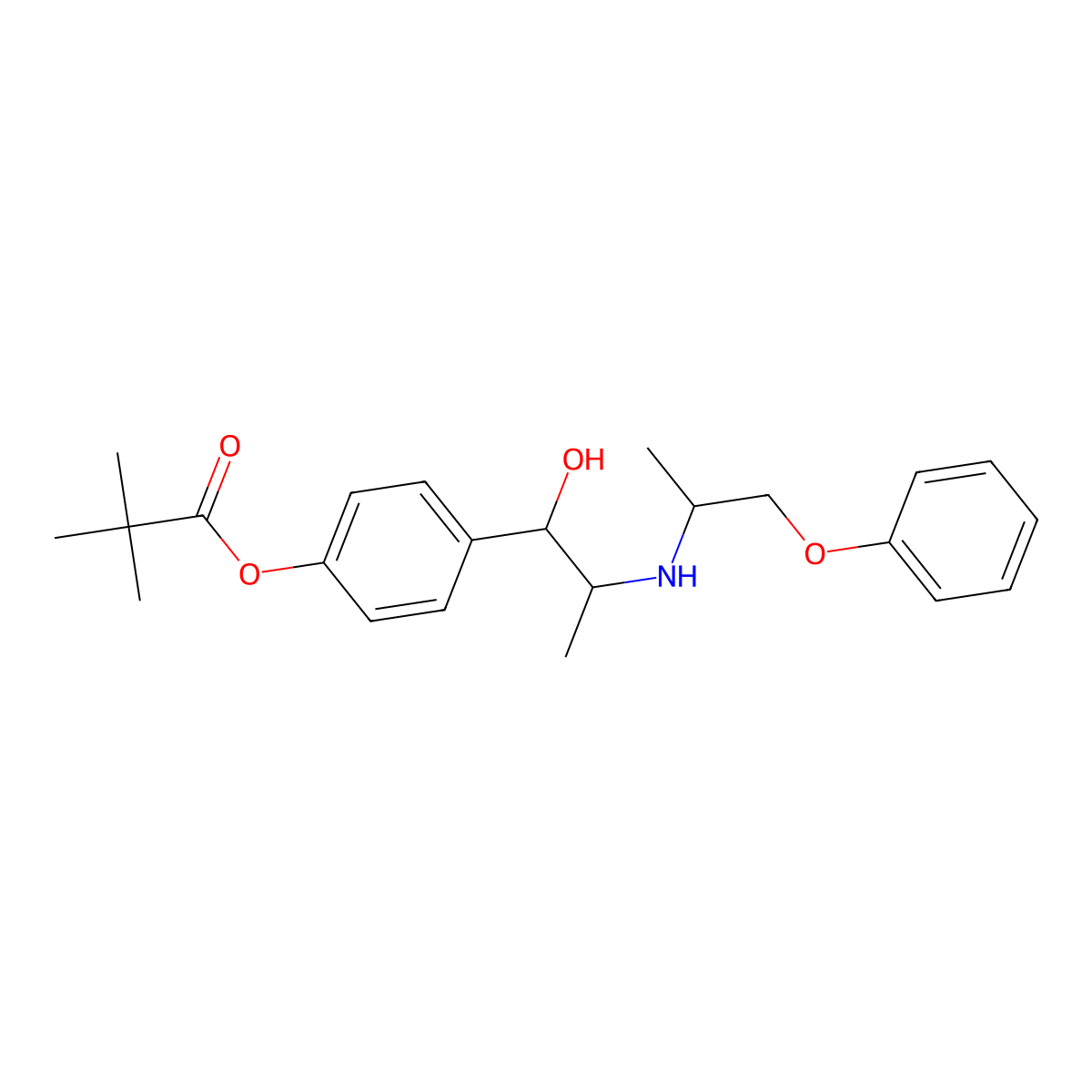 4-(1-Hydroxy-2-((1-methyl-2-phenoxyethyl)amino)propyl)phenyl 2,2-dimethylpropanoate molecular structure, CAS 67160-74-1
