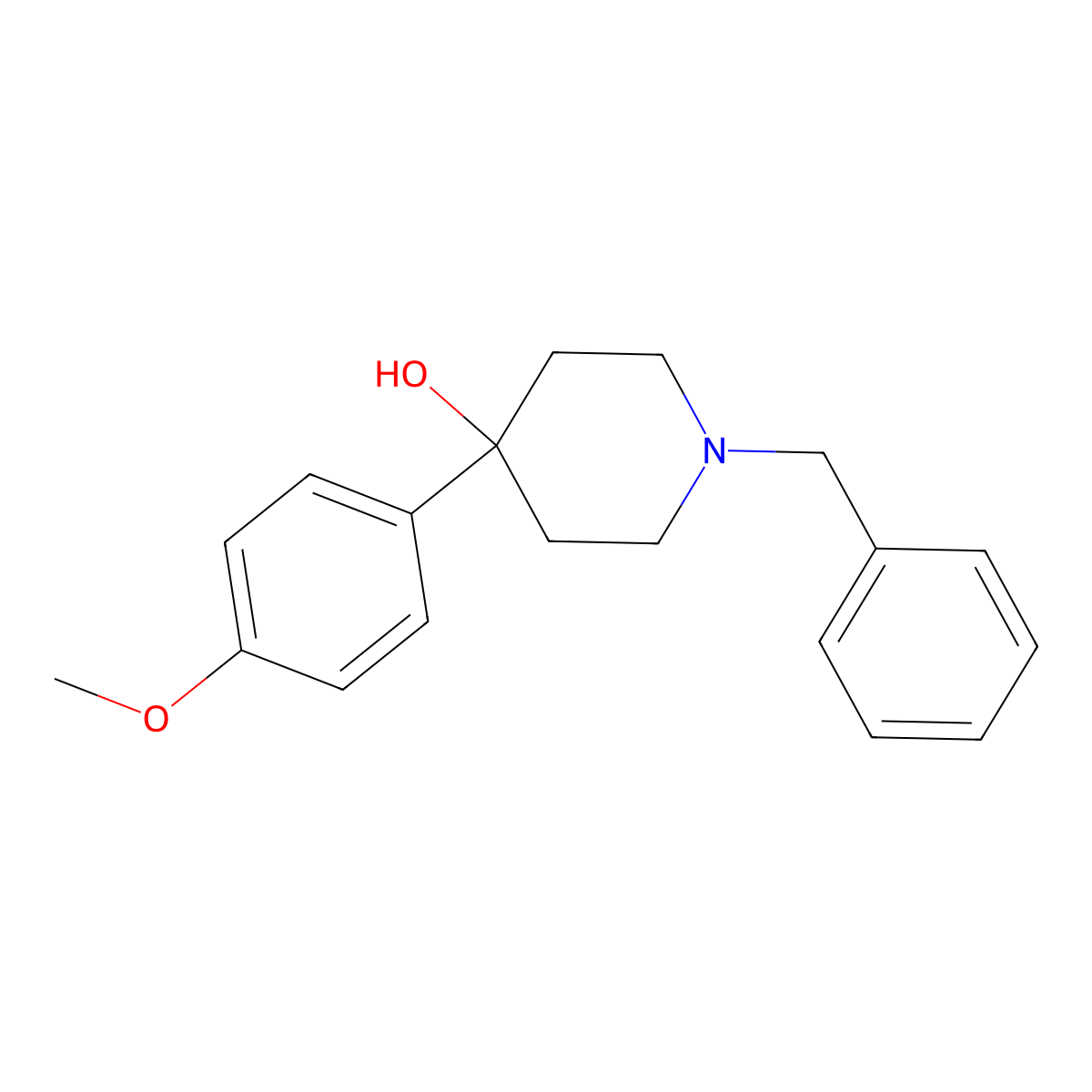 1-Benzyl-4-(4-methoxyphenyl)piperidin-4-ol molecular structure, CAS 6717-00-6