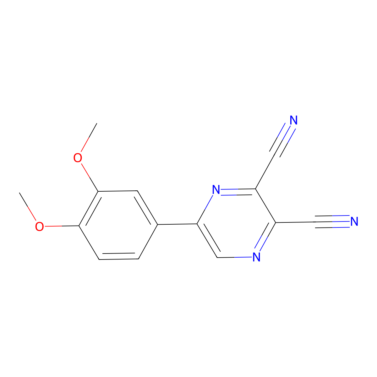 5-(3,4-Dimethoxyphenyl)pyrazine-2,3-dicarbonitrile molecular structure, CAS 67170-61-0