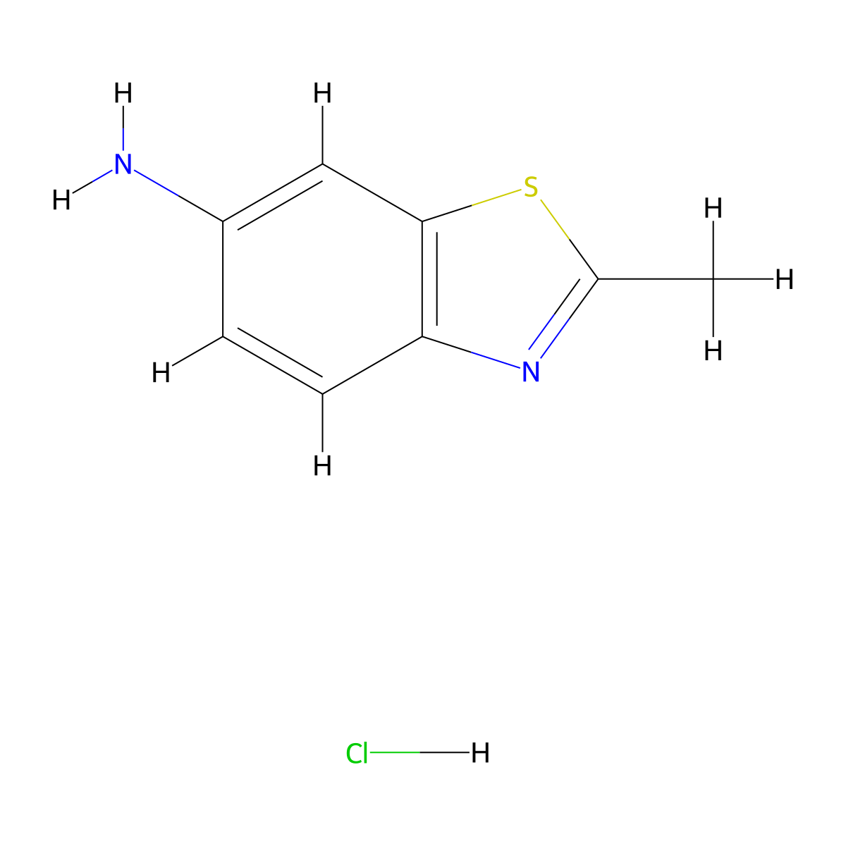 2-Methyl-1,3-benzothiazol-6-amine hydrochloride molecular structure, CAS 67170-69-8