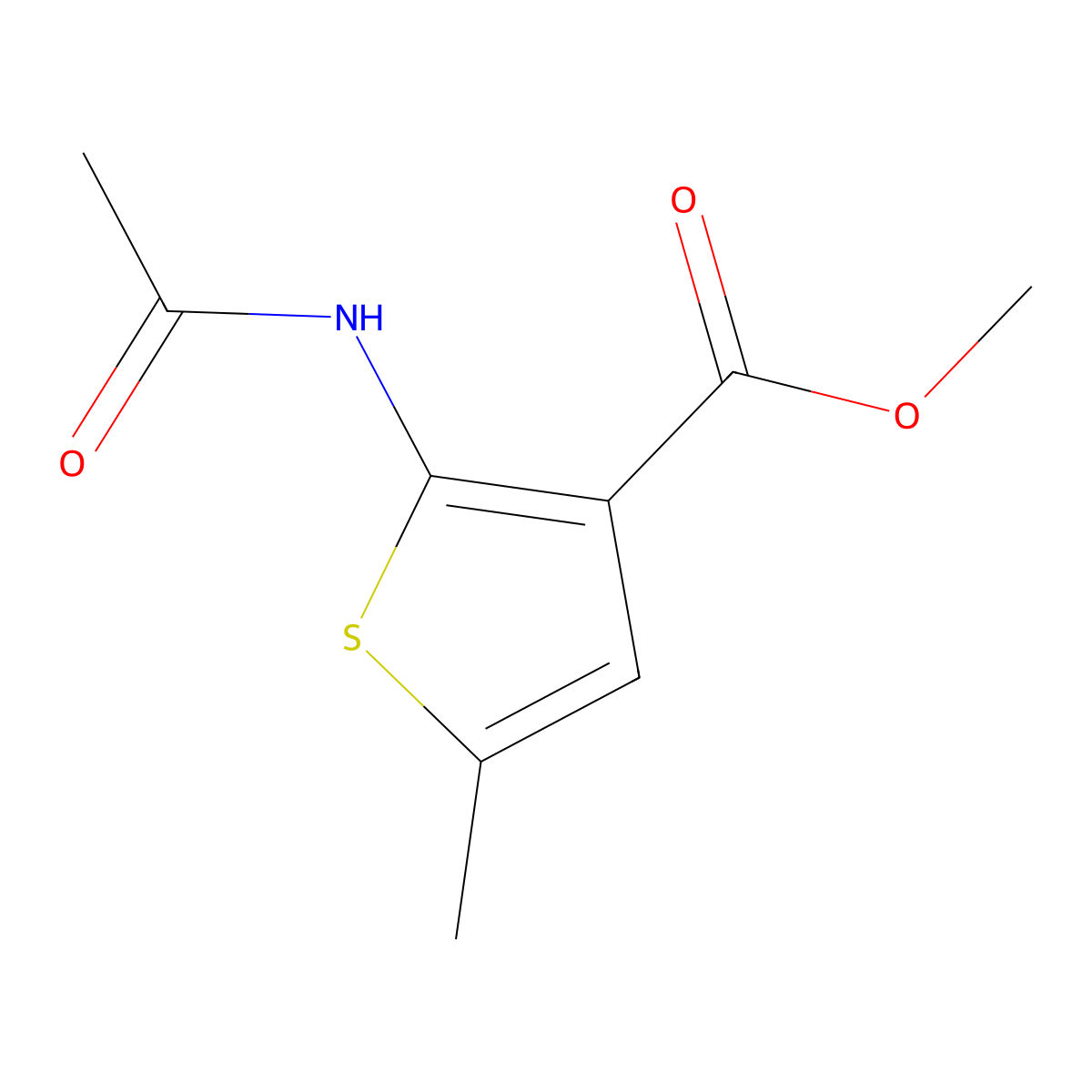 Methyl 2-(acetylamino)-5-methylthiophene-3-carboxylate molecular structure, CAS 67171-50-0