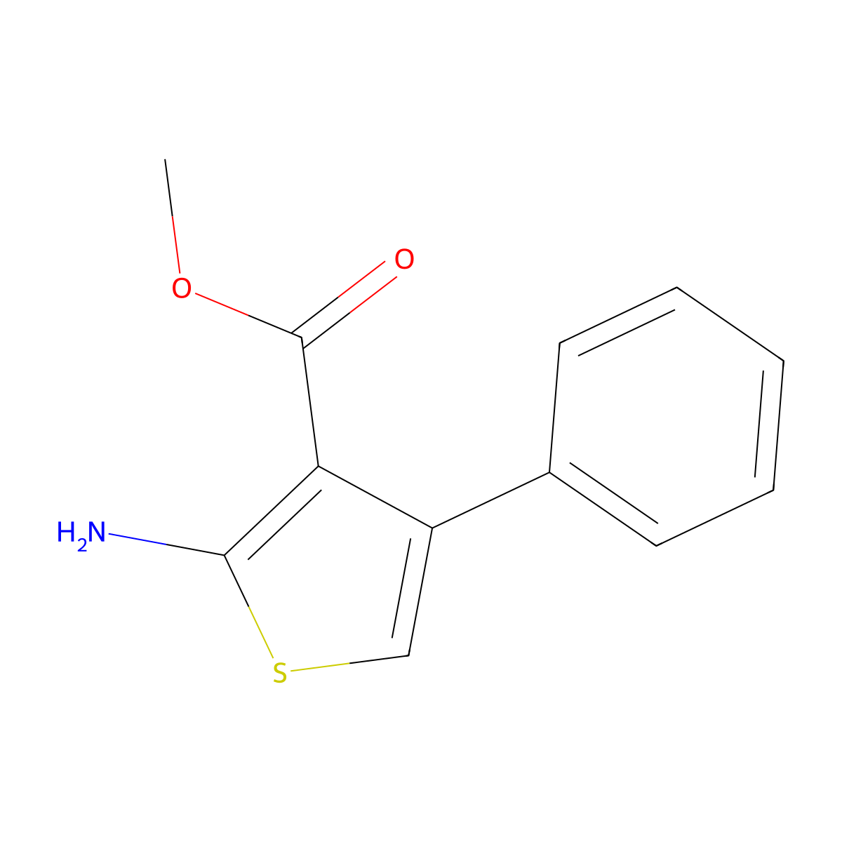 Methyl 2-amino-4-phenylthiophene-3-carboxylate molecular structure, CAS 67171-55-5