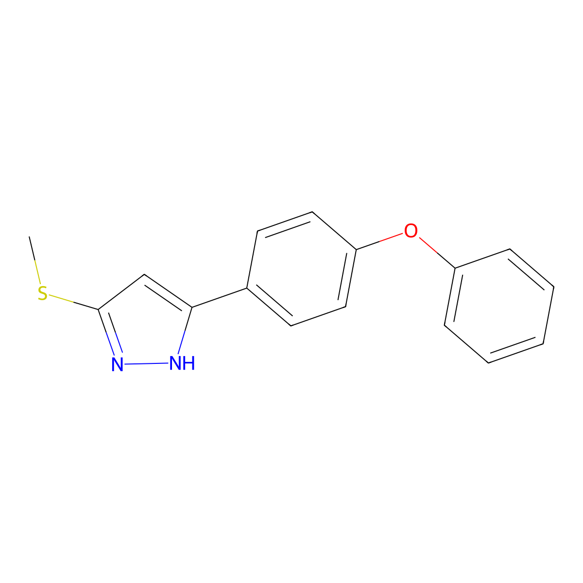 5-(methylthio)-3-(4-phenoxyphenyl)-1H-pyrazole molecular structure, CAS 671754-10-2