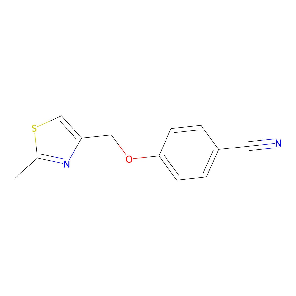 4-[(2-Methyl-1,3-thiazol-4-yl)methoxy]benzonitrile molecular structure, CAS 671754-28-2